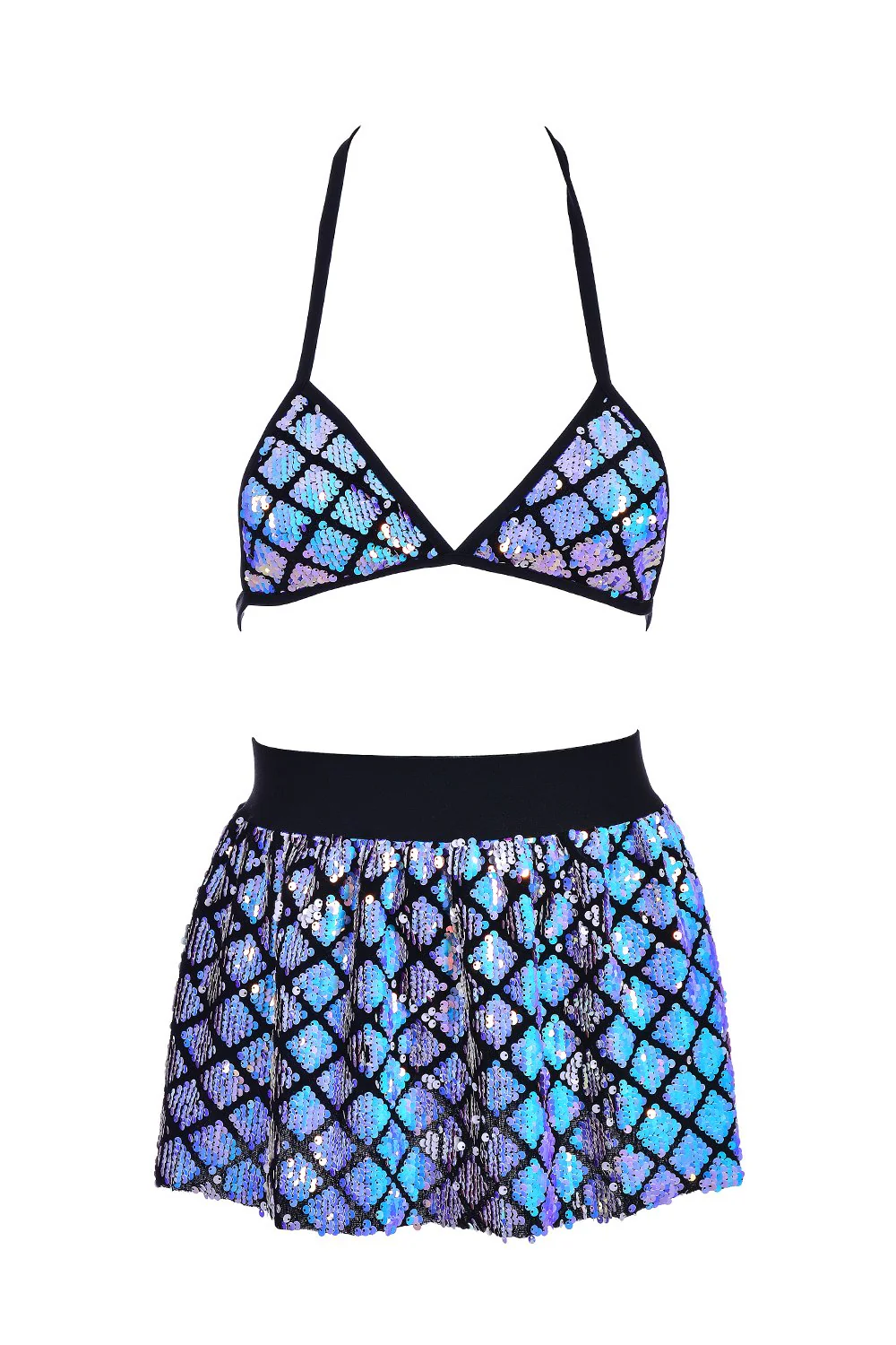 Aquamarine Queen Sequin Set (Bra + Skirt) - Image 4