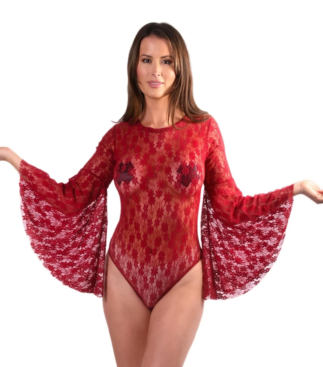 Bell Sleeve Bodysuit- Auburn Lace - Image 7
