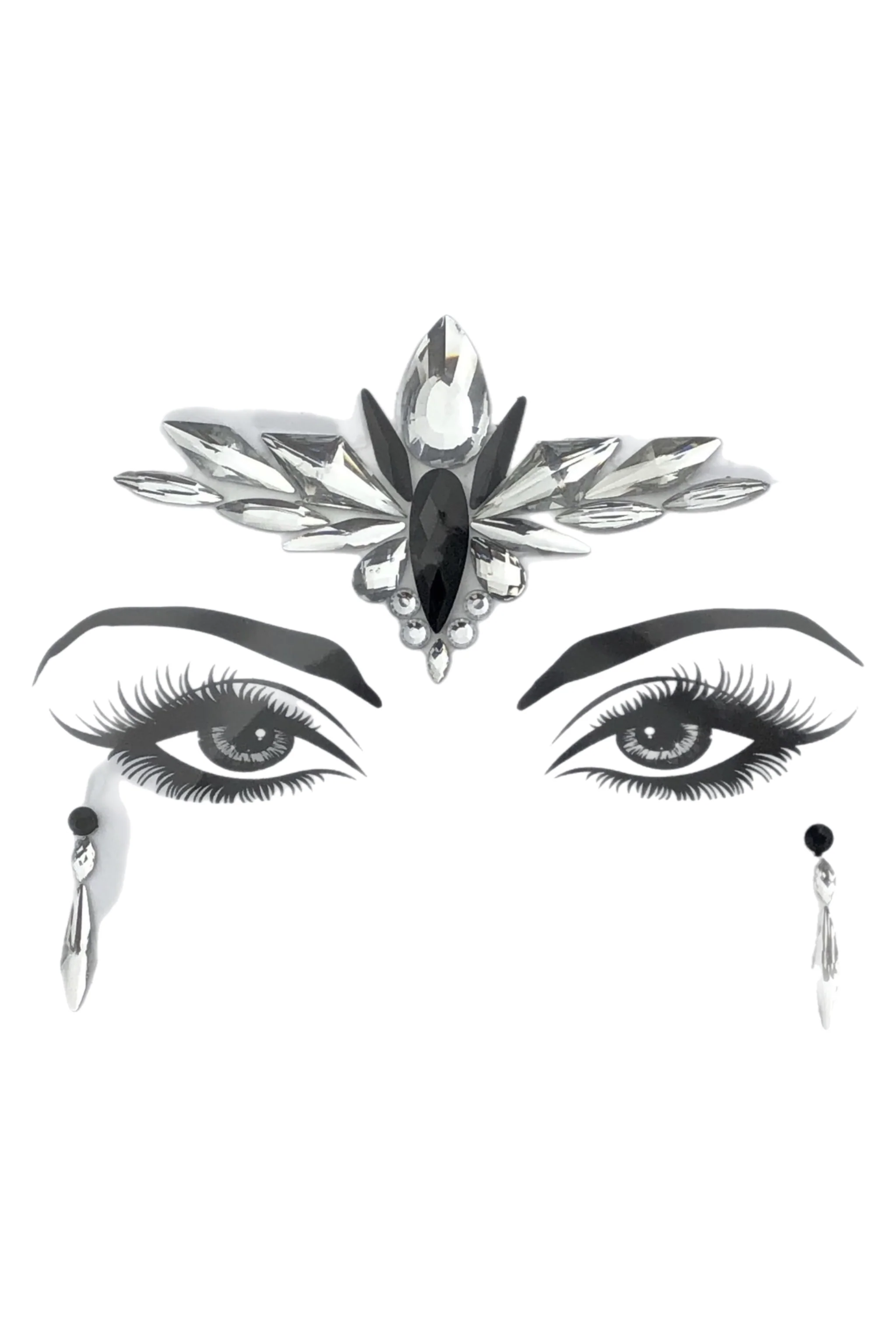 Black Angel Rhinestone Crystal Face Jewels