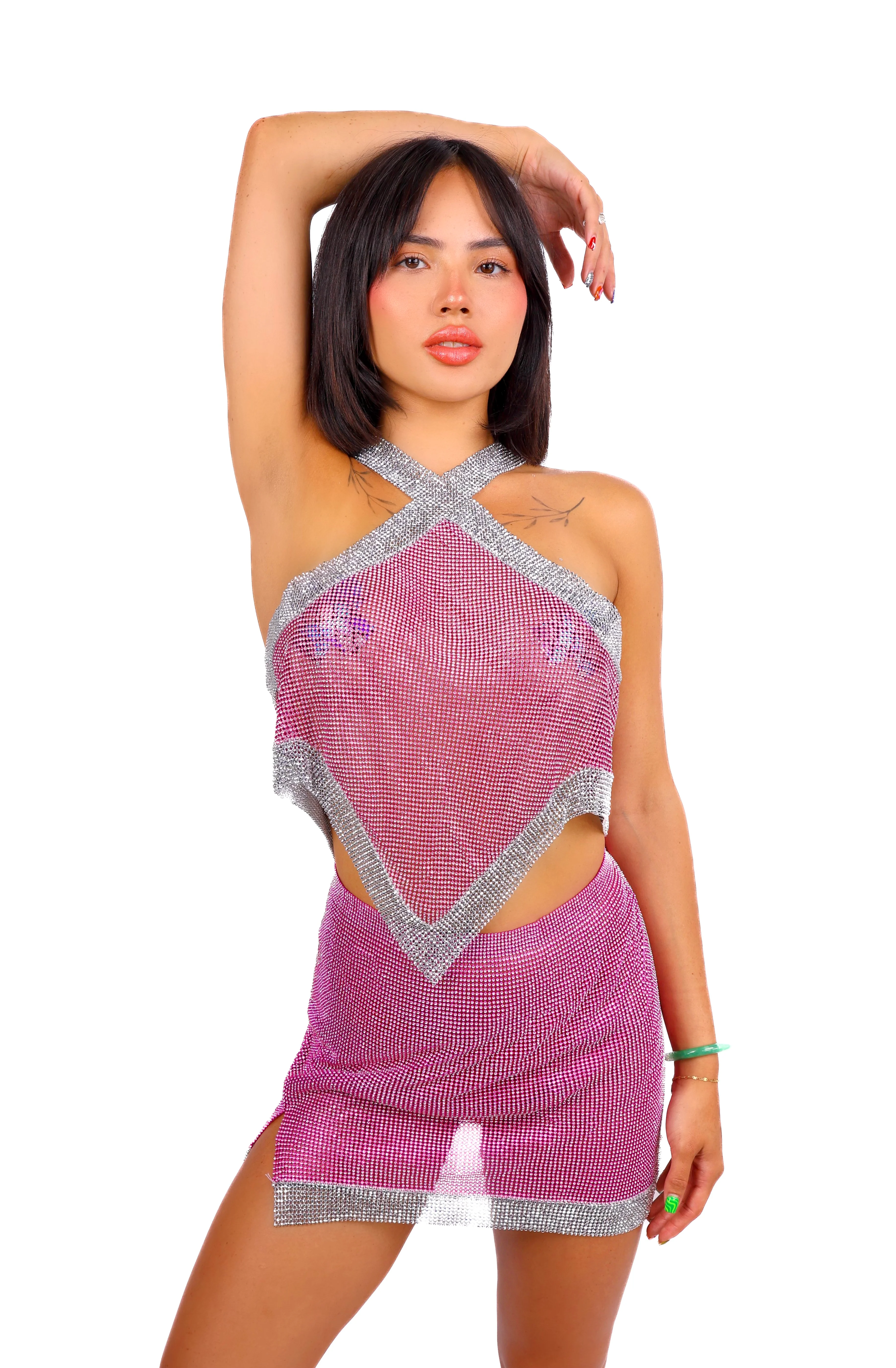 Pink Diamond Metallic Skirt - Image 3