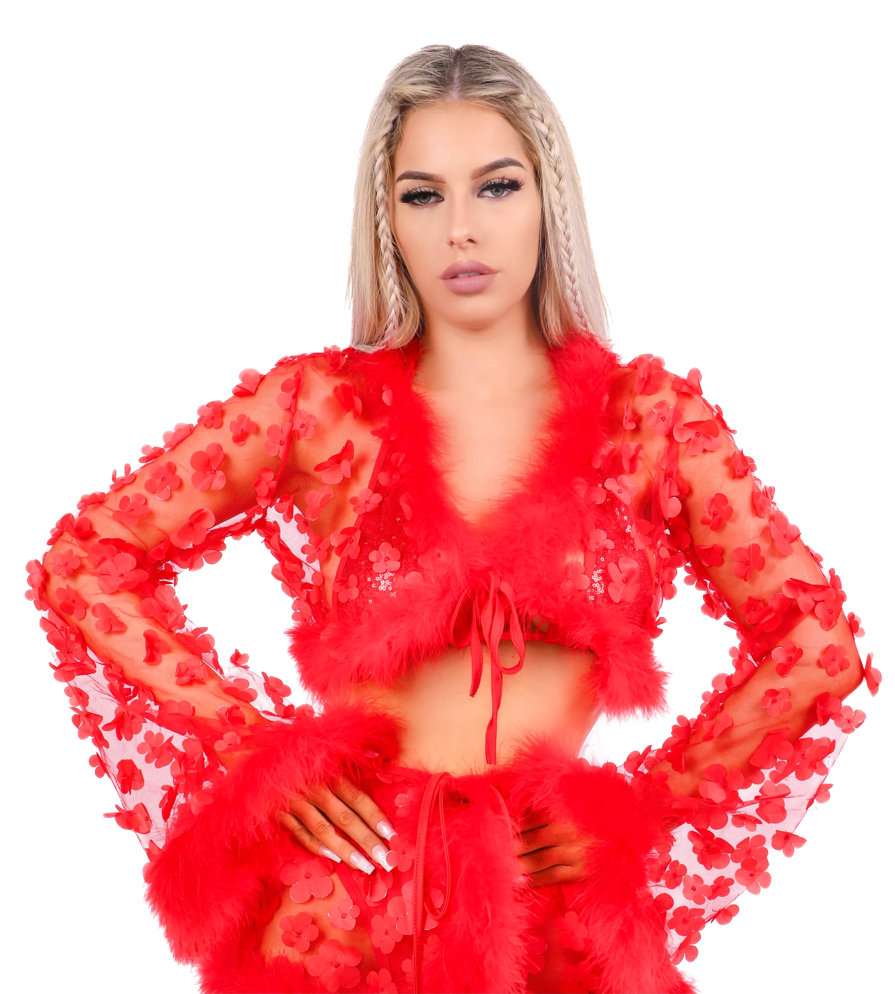 Cherry Blossom Fuzzy 3D Top - Image 3