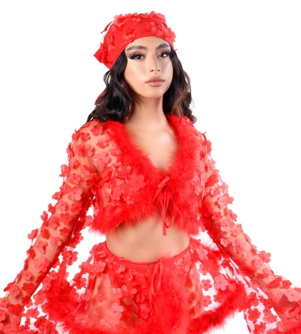 Cherry Blossom Fuzzy 3D Top - Image 4