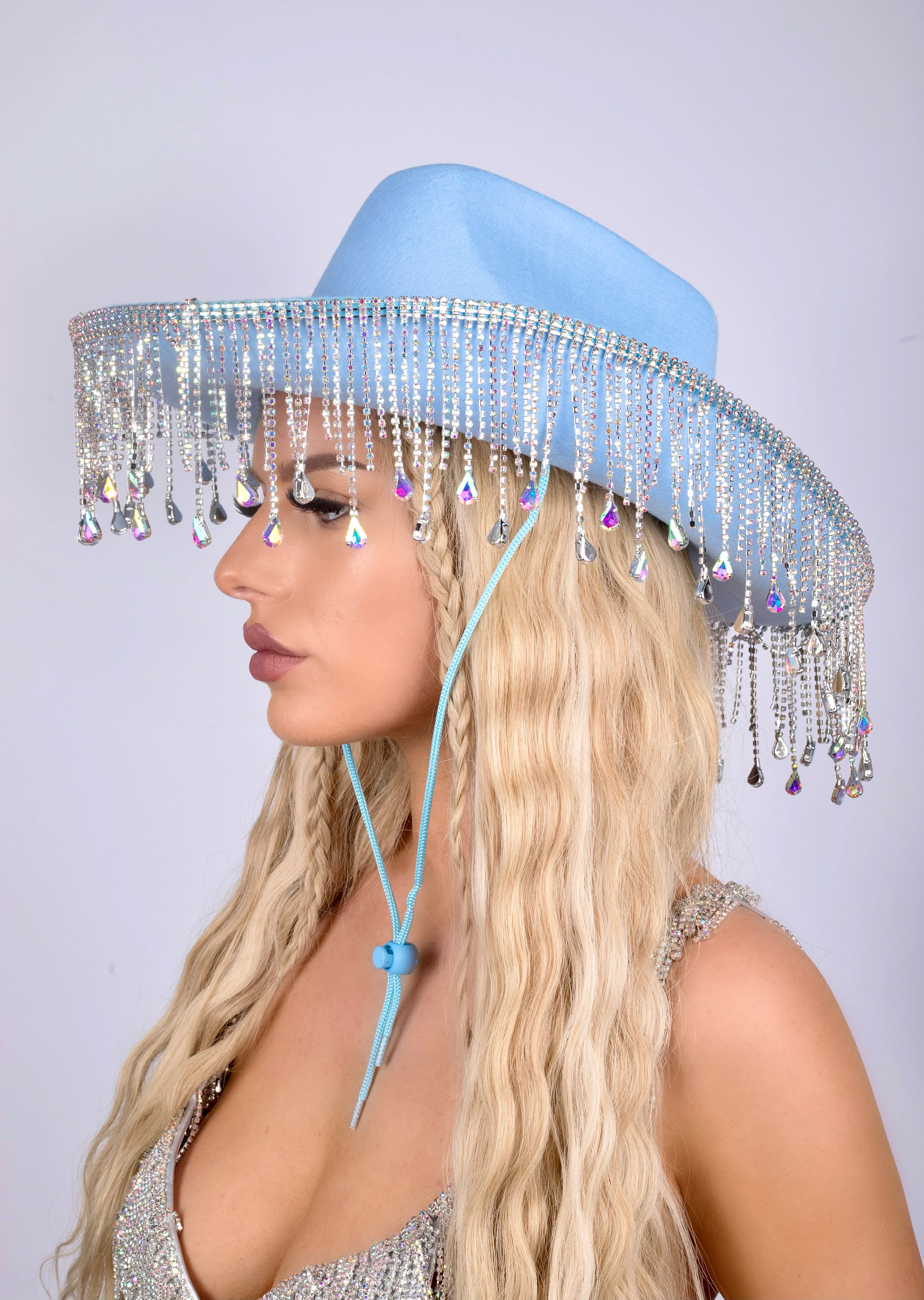 Baby Blue Rhinestone Hat - Image 2