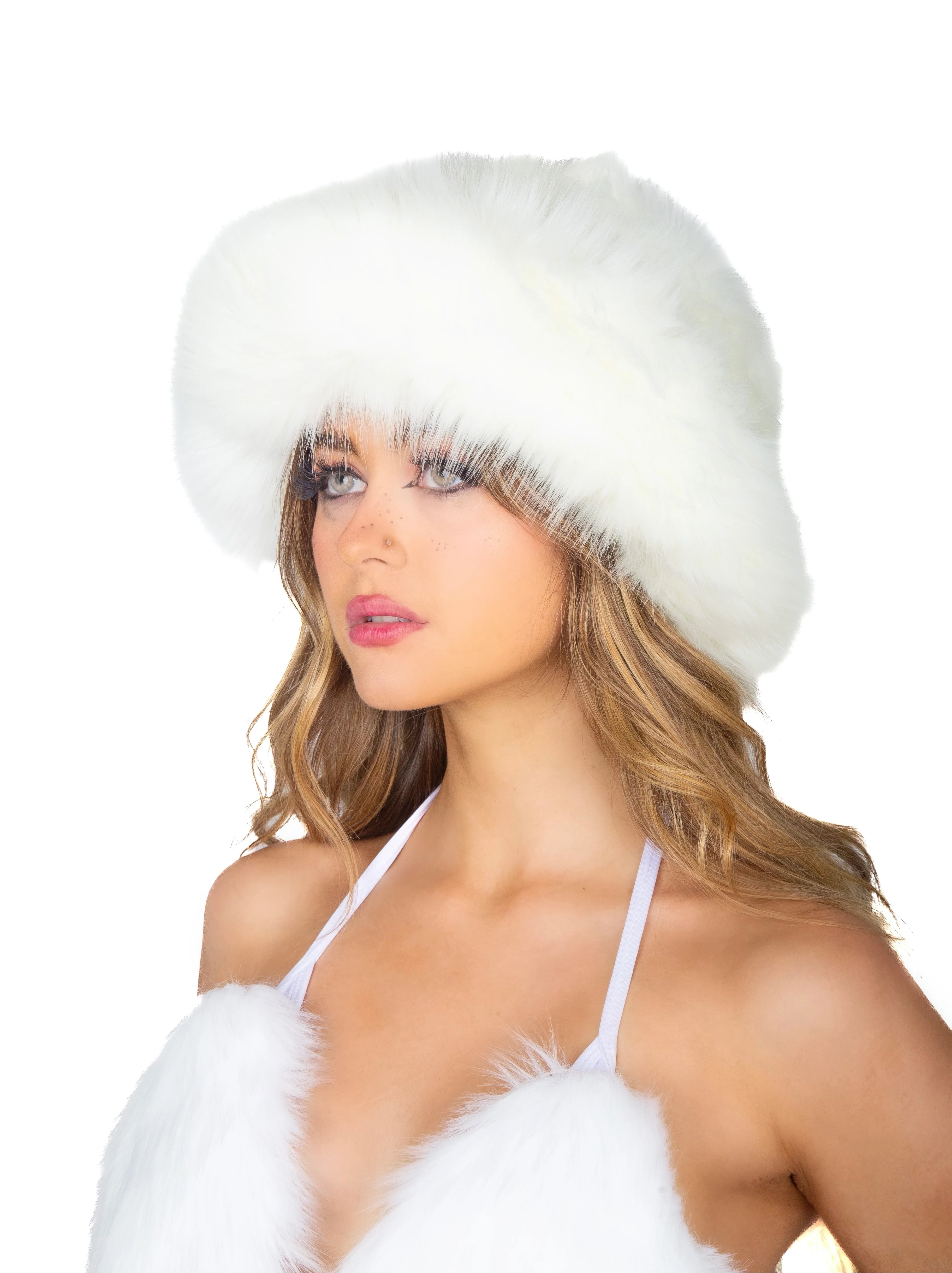 White Fuzzy Hat - Image 2