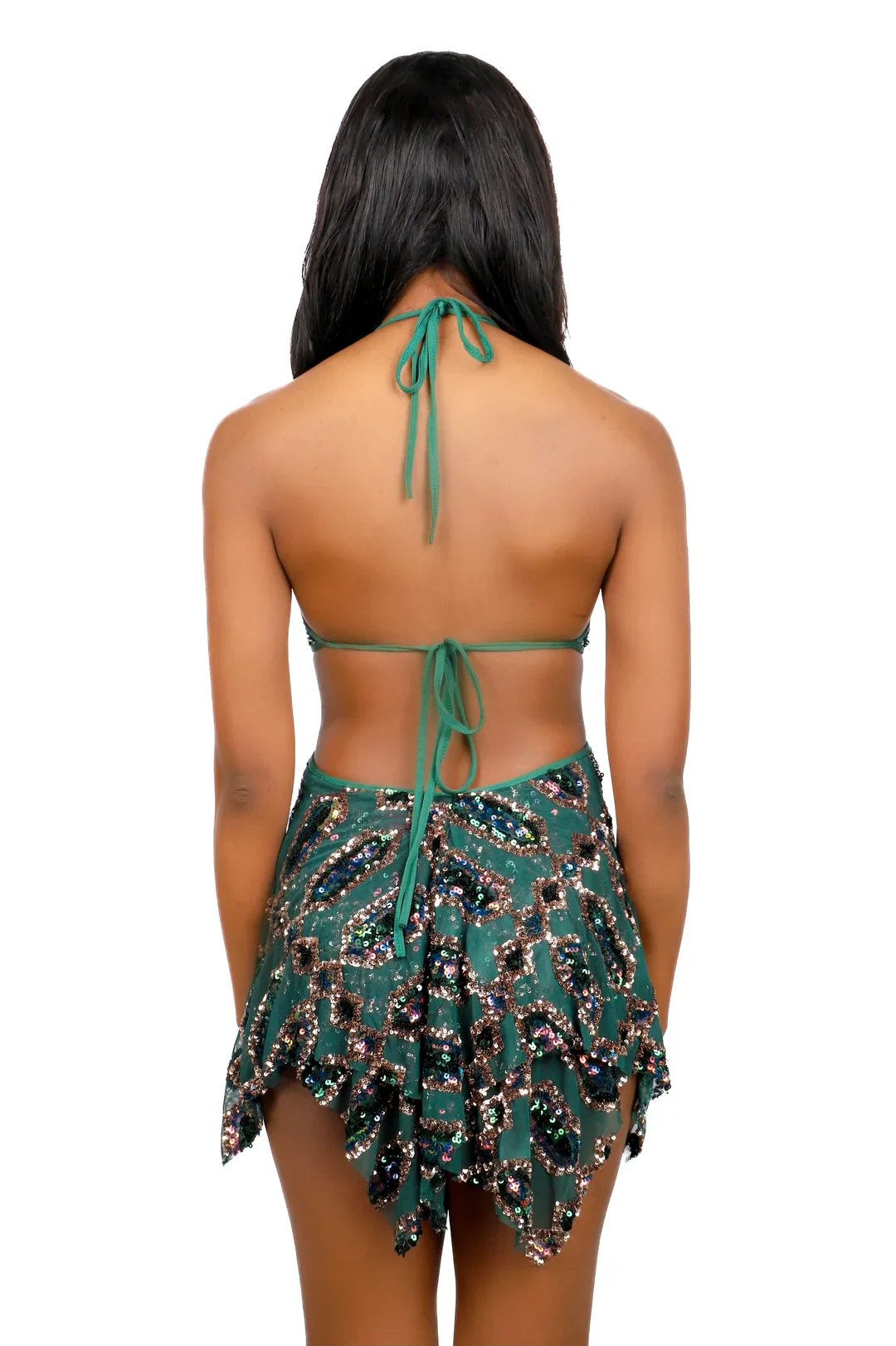 Emerald Jade Sequin Goddess Dress - Image 13