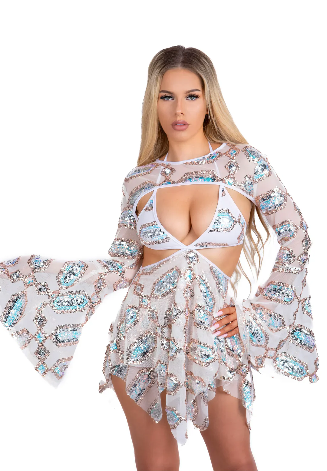 Moonstone Sequin Goddess Dress - Image 9