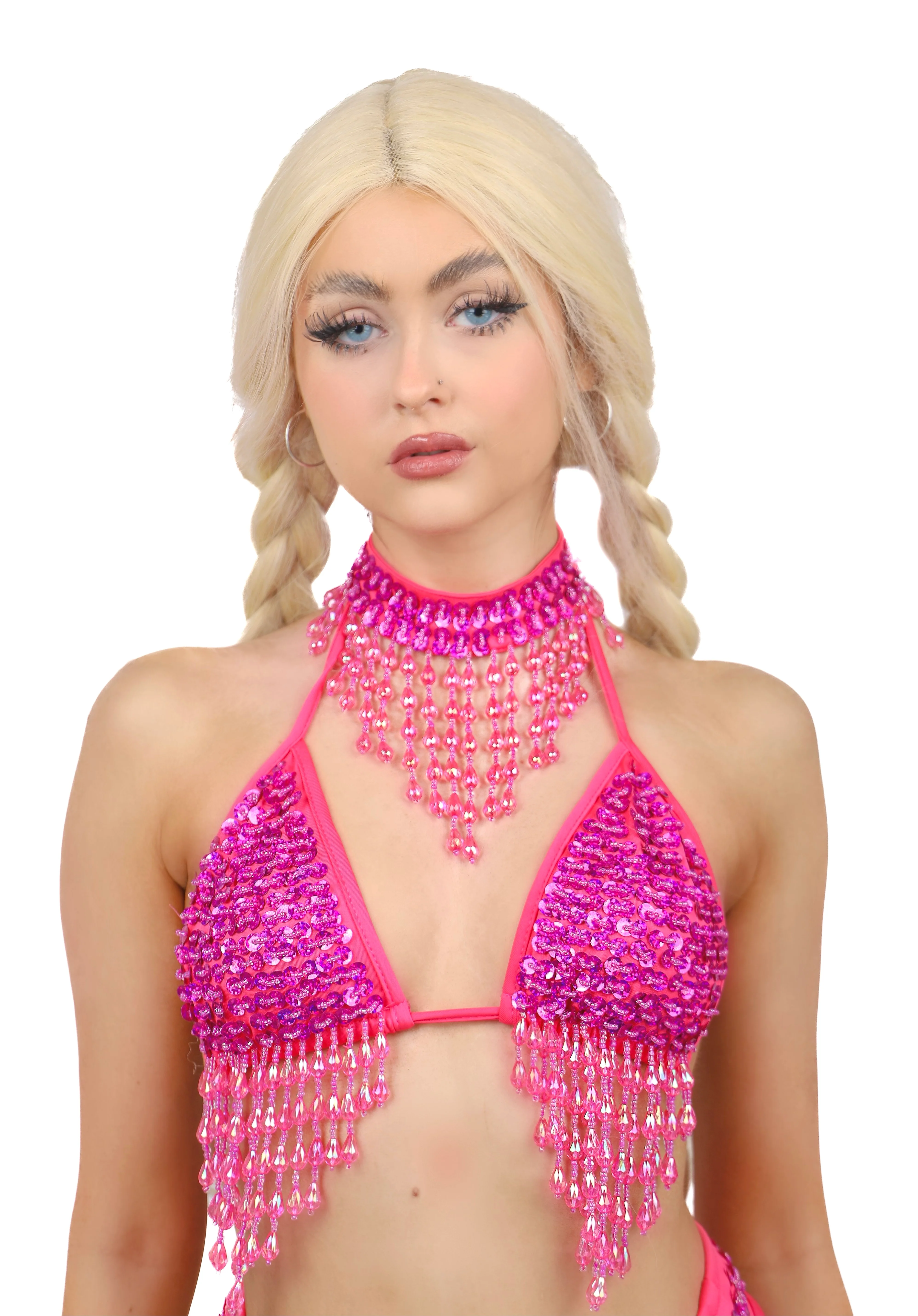 Hand Stitched Sequin Top- Magenta - Image 4