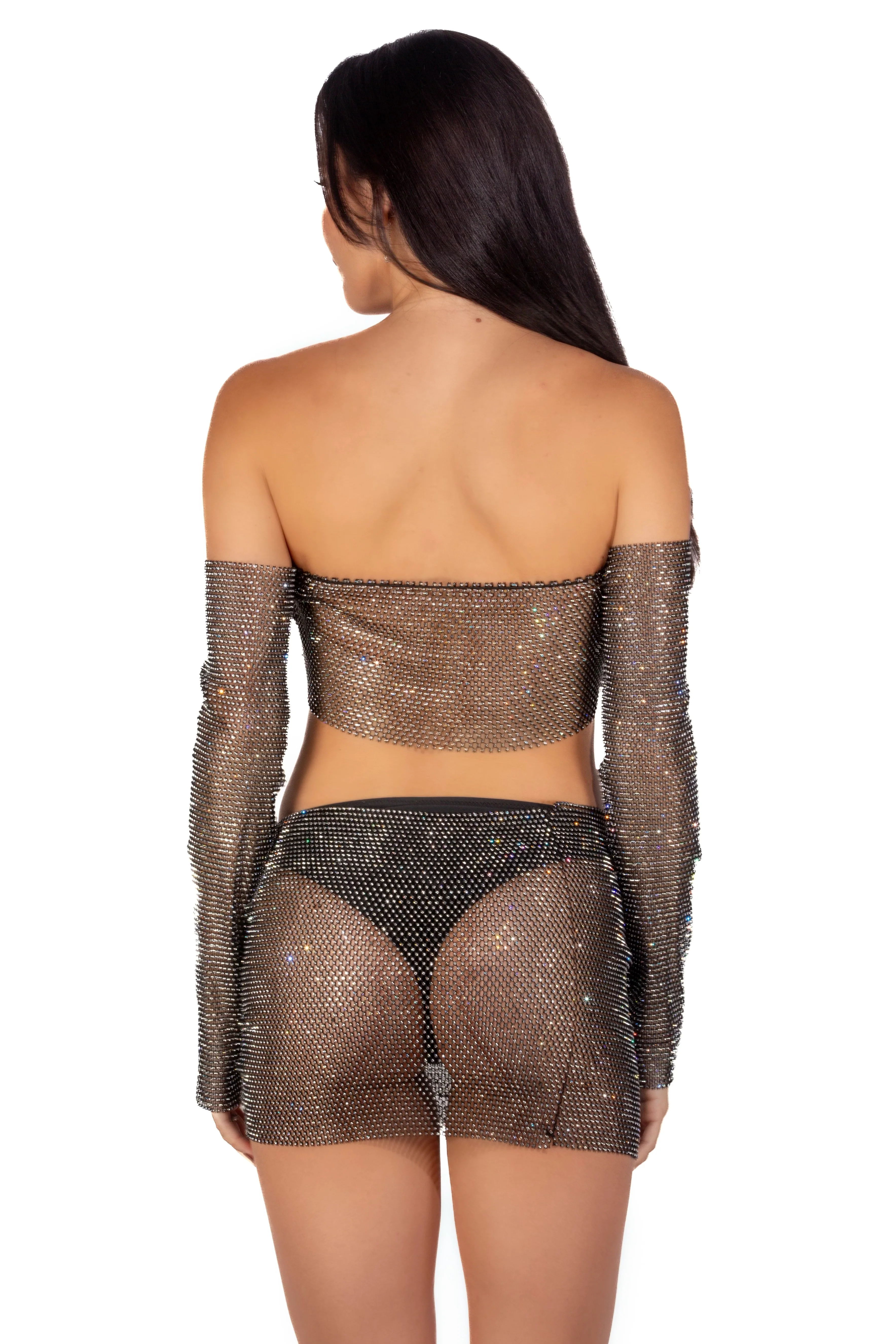 Mesh Fishnet Set - Black Long Sleeve (2 pcs) - Image 3
