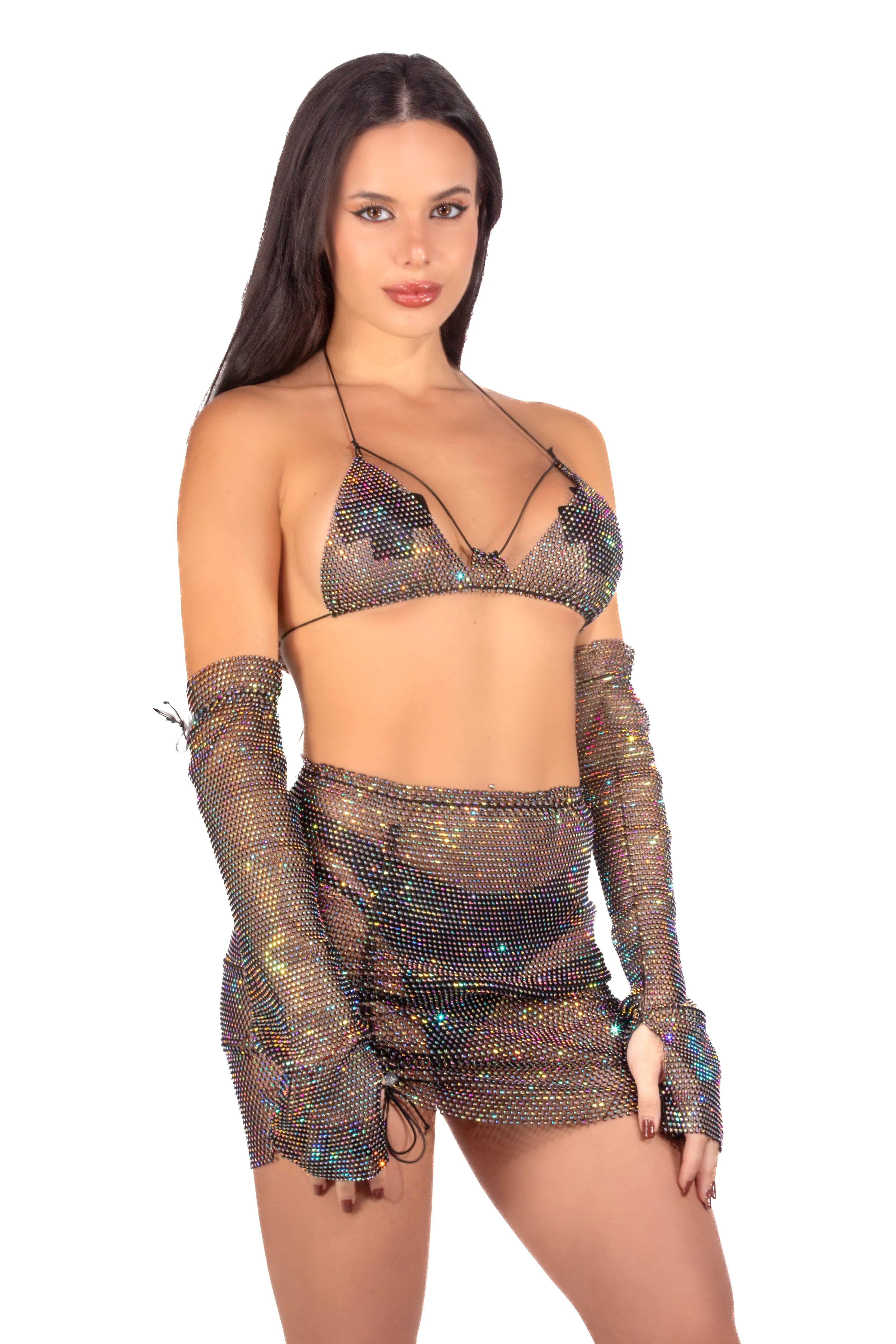 Mesh Fishnet Skirt- Black - Image 3