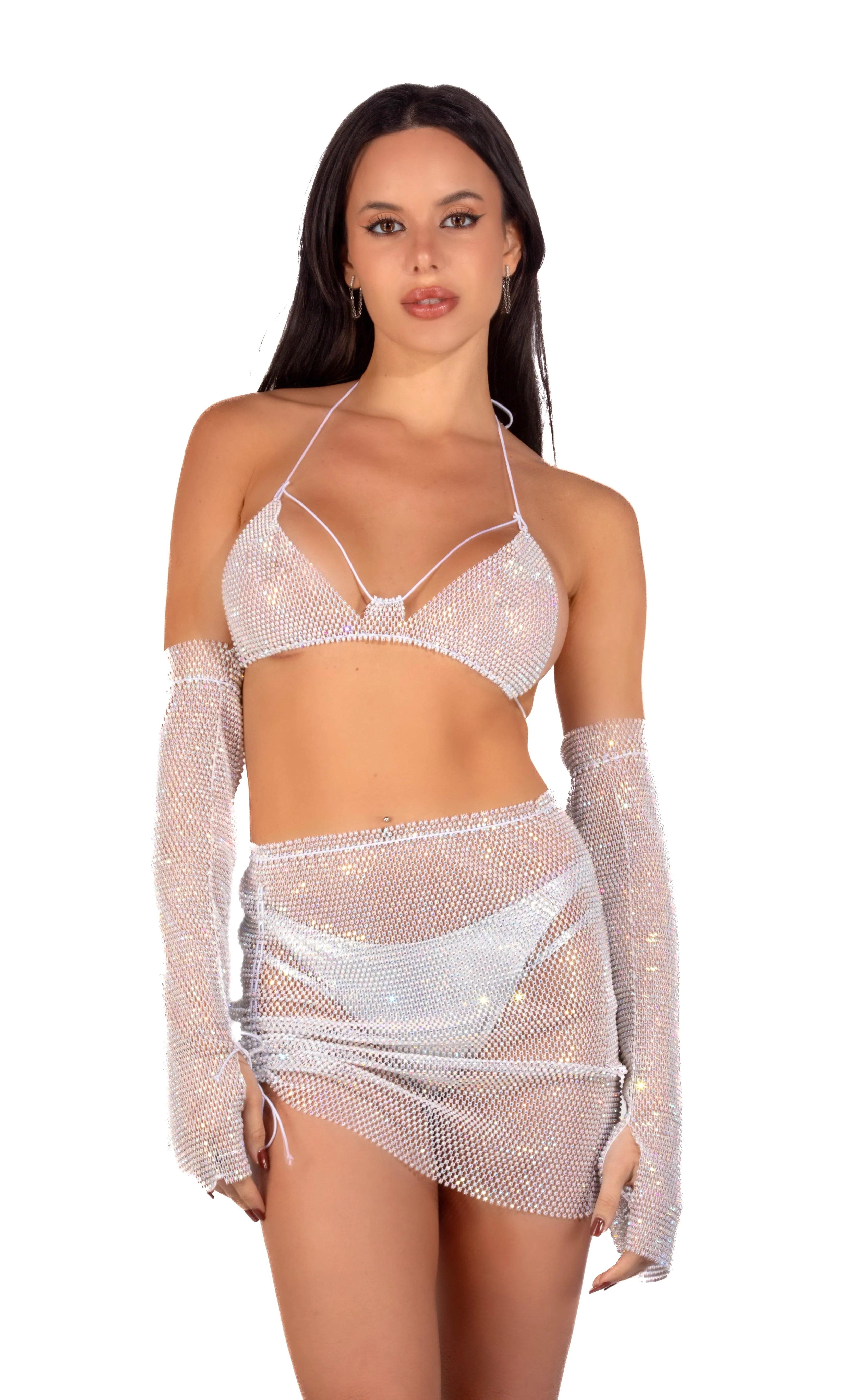 Mesh Fishnet Top- White - Image 4