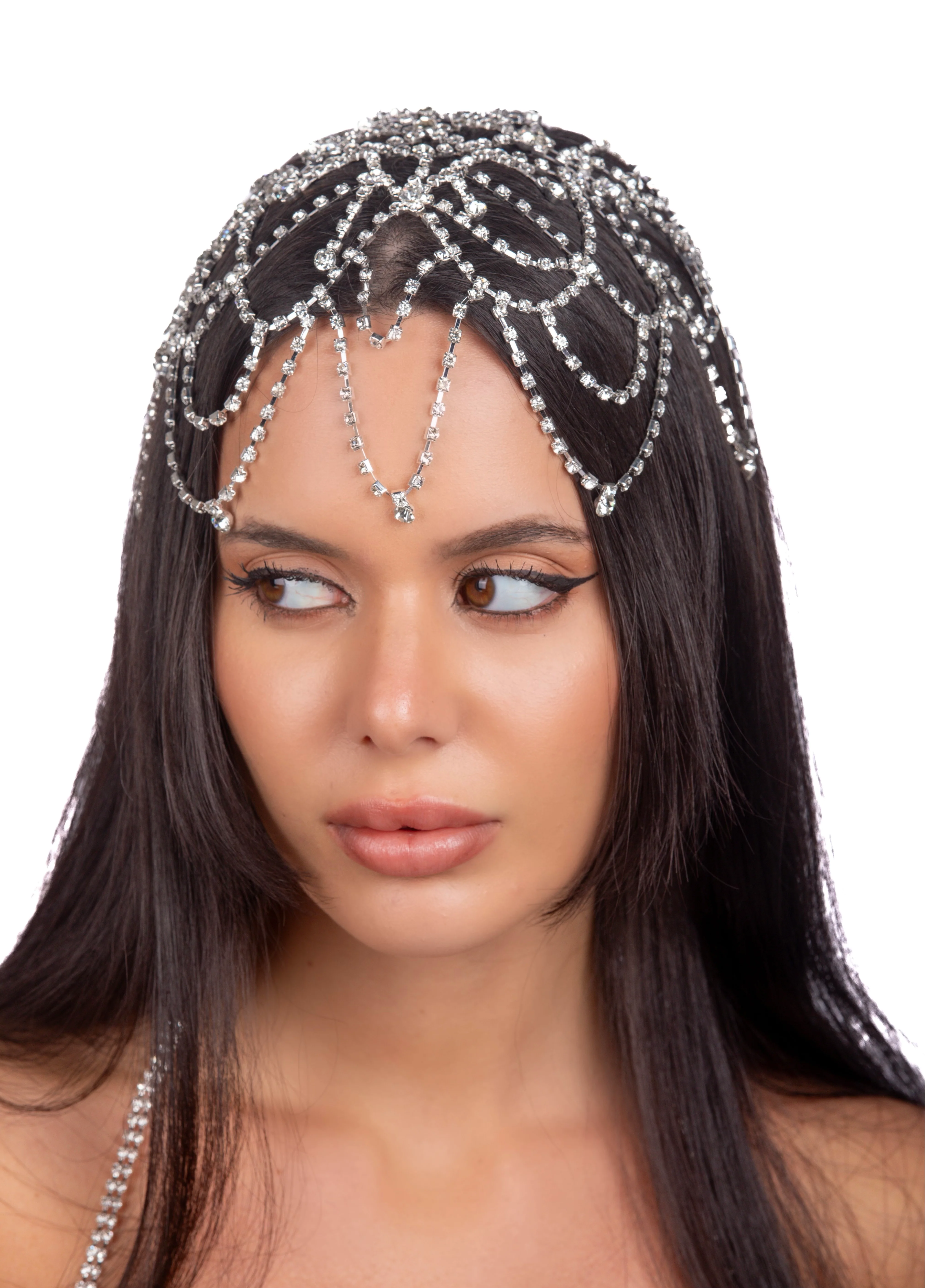 Silver Drape Rhinestone Head Piece - Image 2