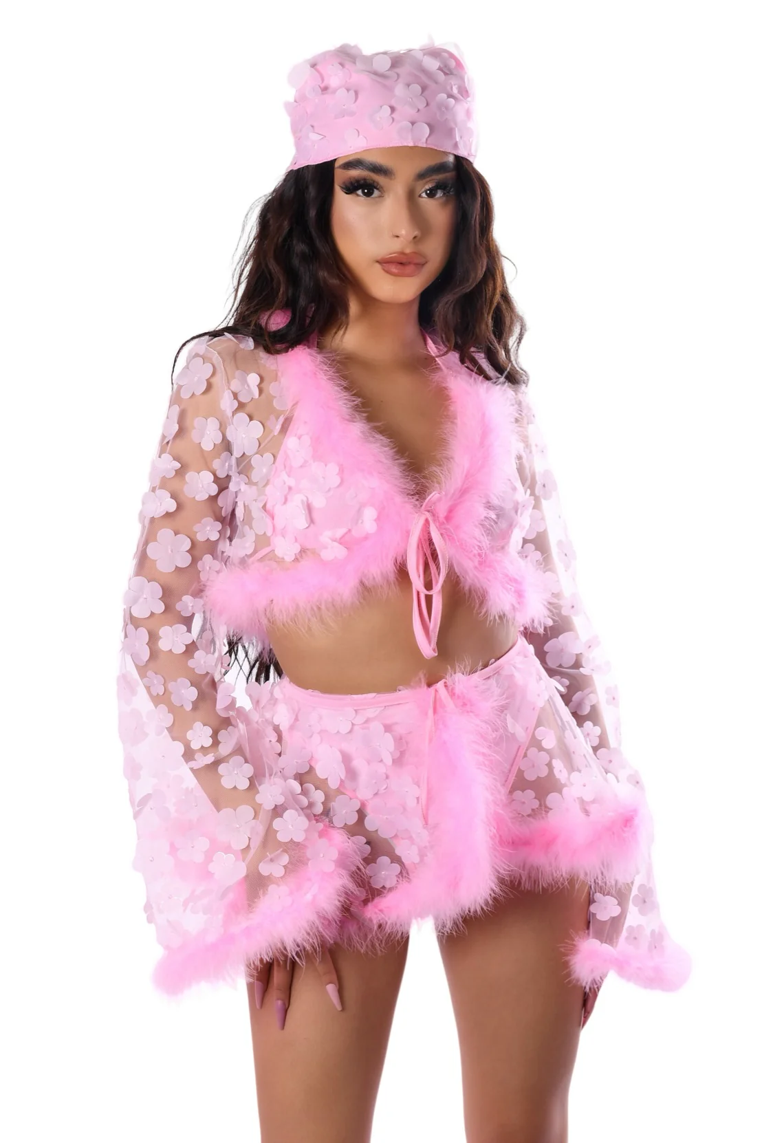 Cotton Candy Barbie Fuzzy 3D Floral Set - Image 4