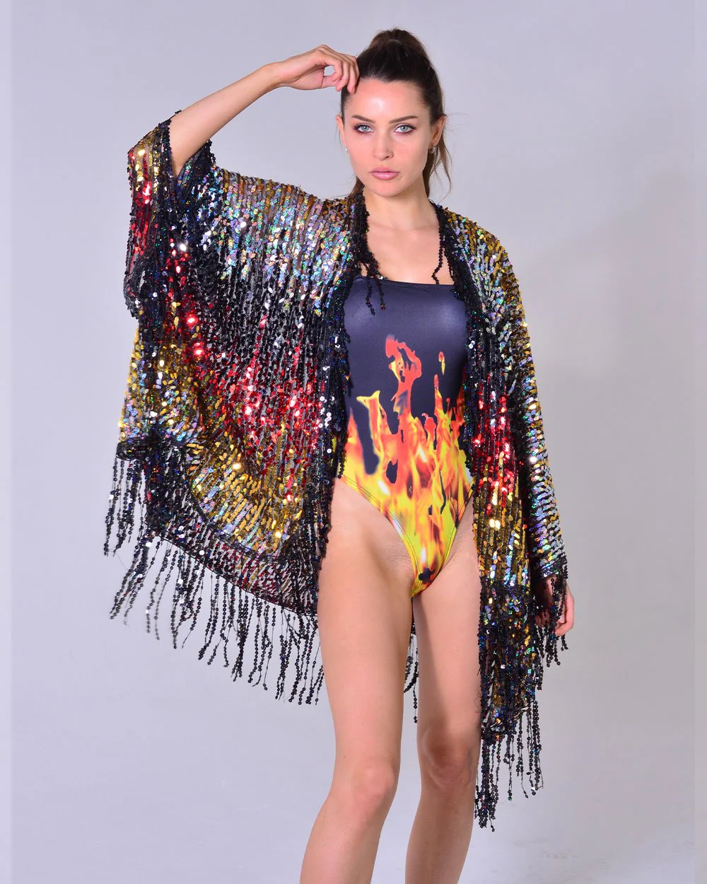 Disco Sequin Tassel Kimono - Midnight Fairy - Image 4