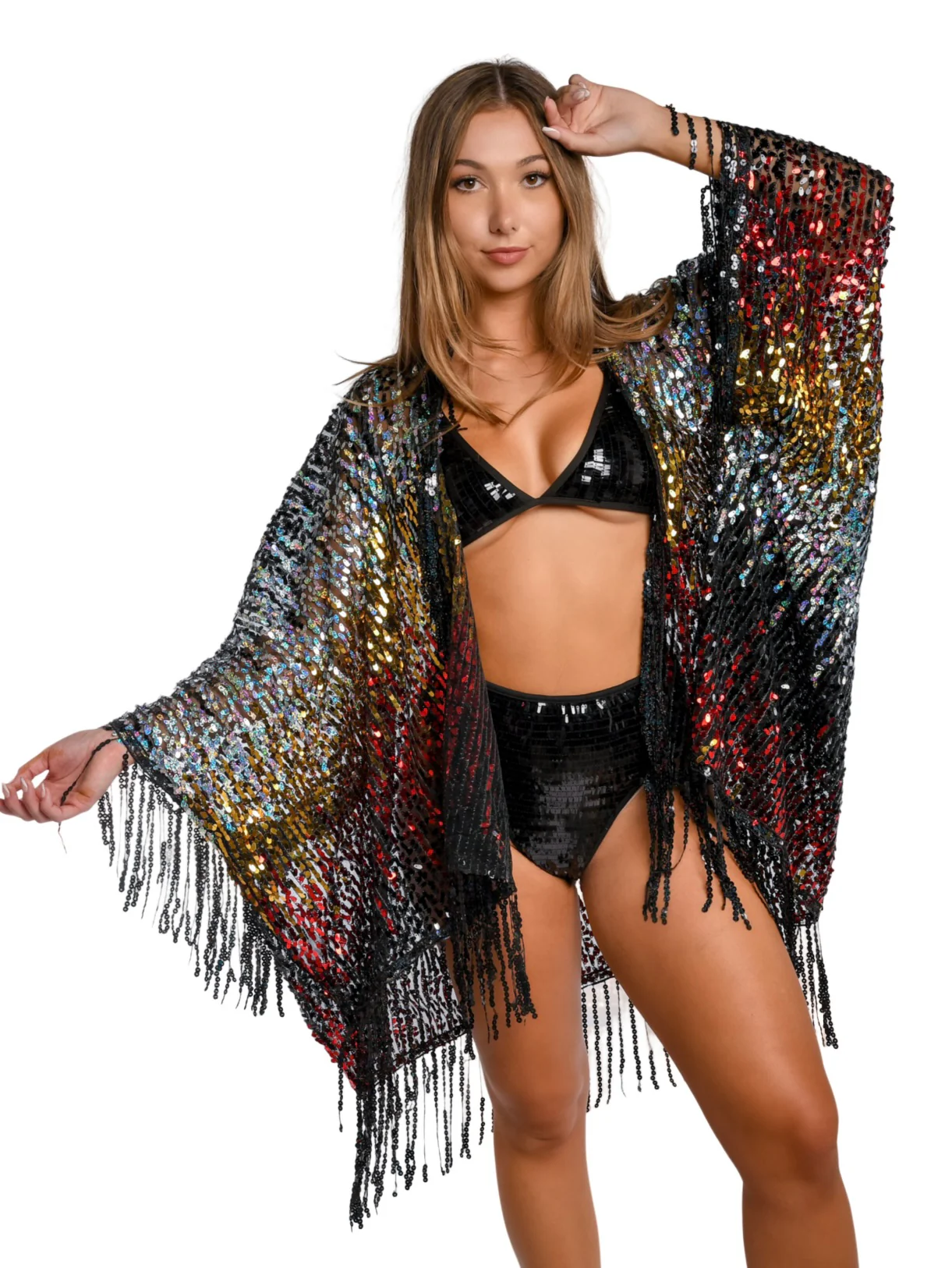 Disco Sequin Tassel Kimono - Midnight Fairy - Image 5