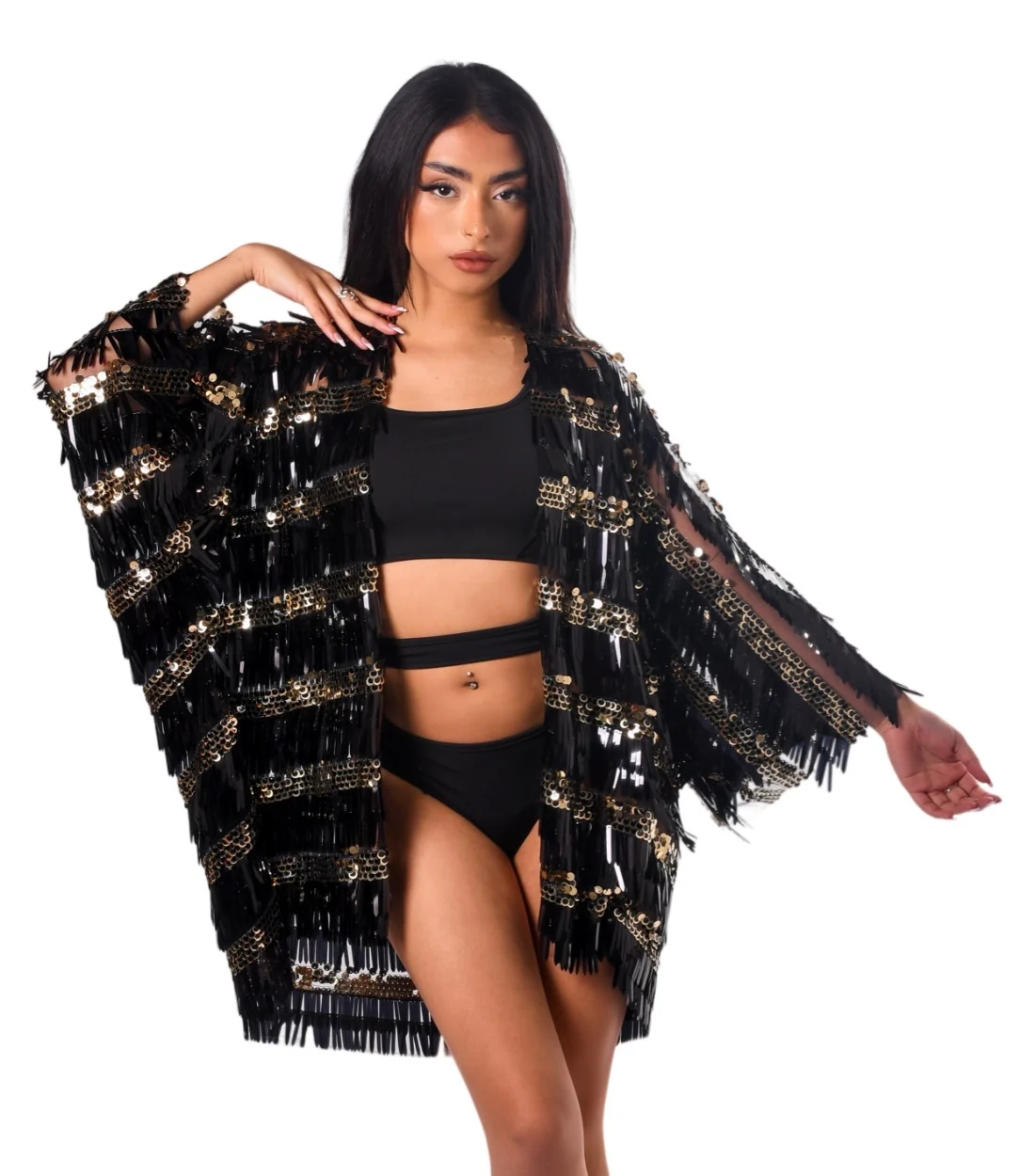 Disco Sequin Kimono- Black - Image 3