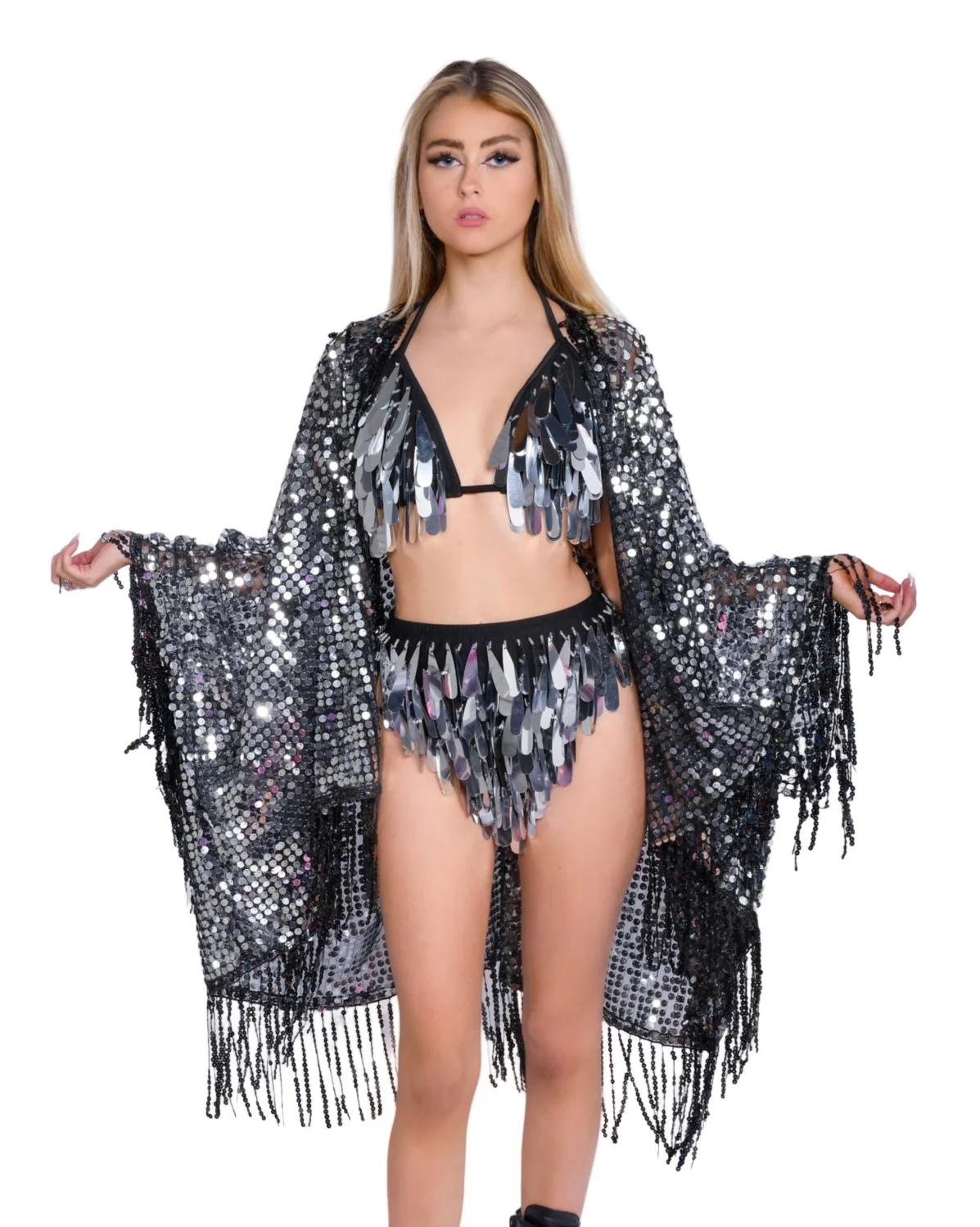 Disco Sequin Tassel Kimono - Disco Ball - Image 2