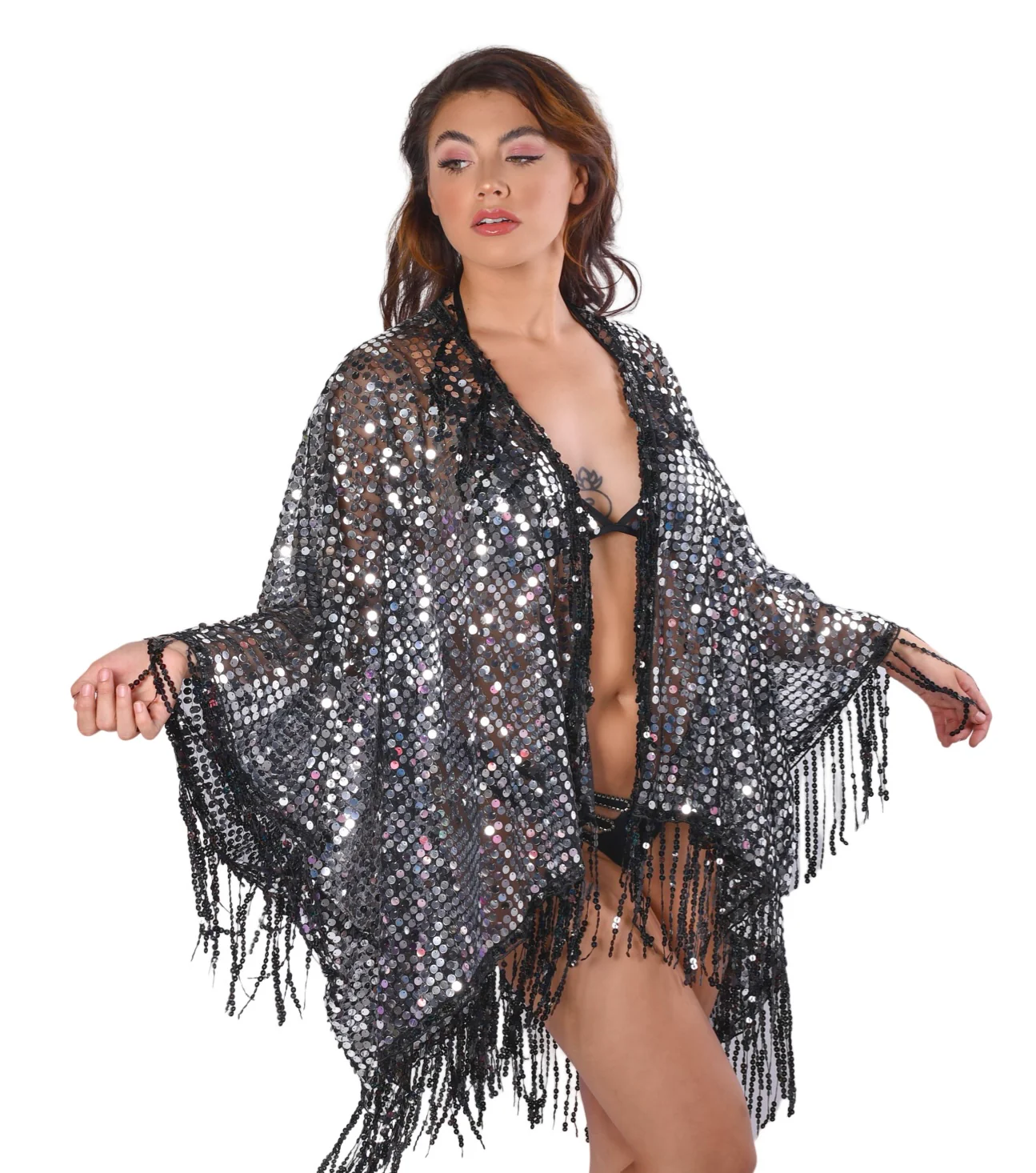 Disco Sequin Tassel Kimono - Disco Ball - Image 5