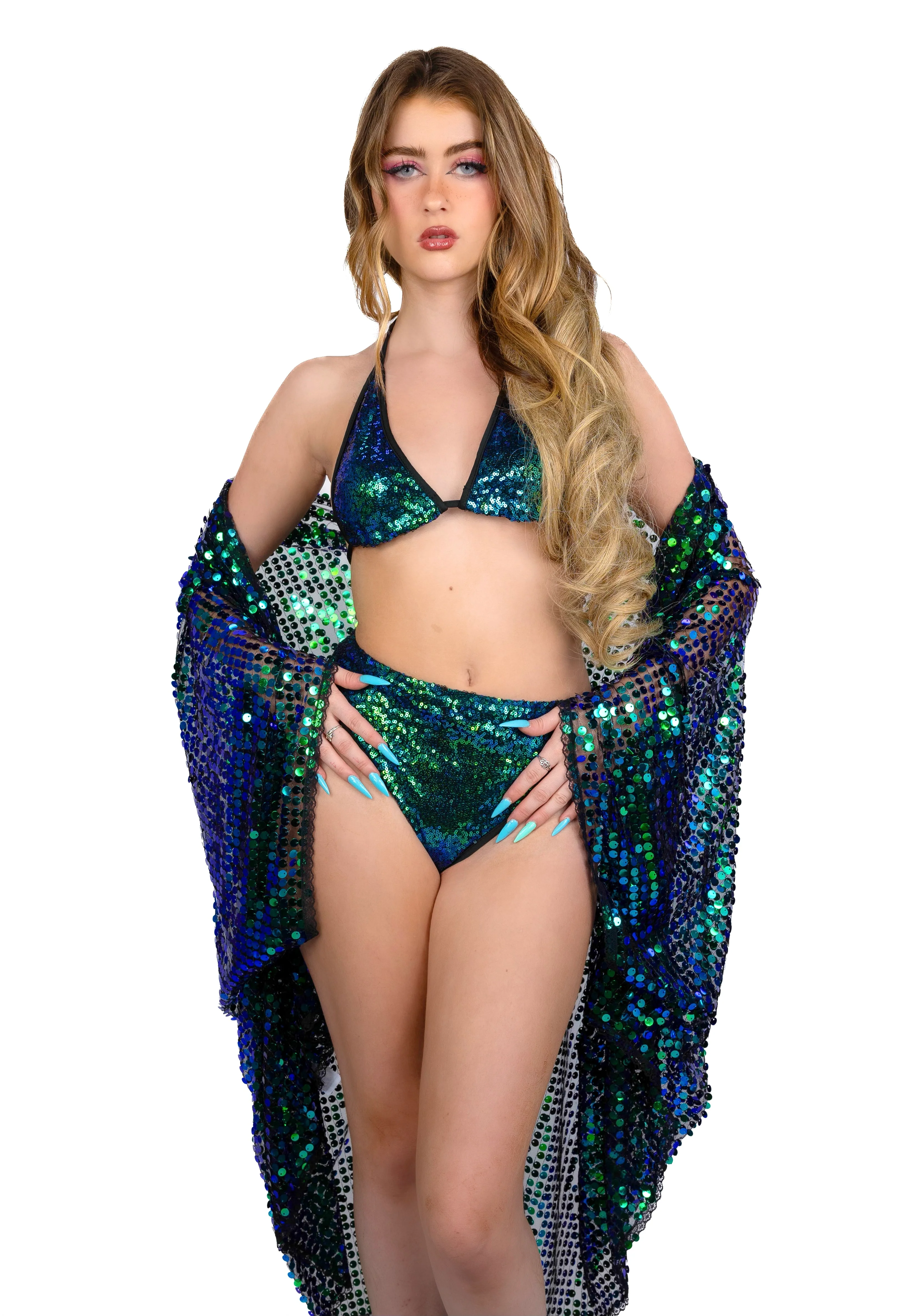 Sequin Kimono - Emerald - Image 3