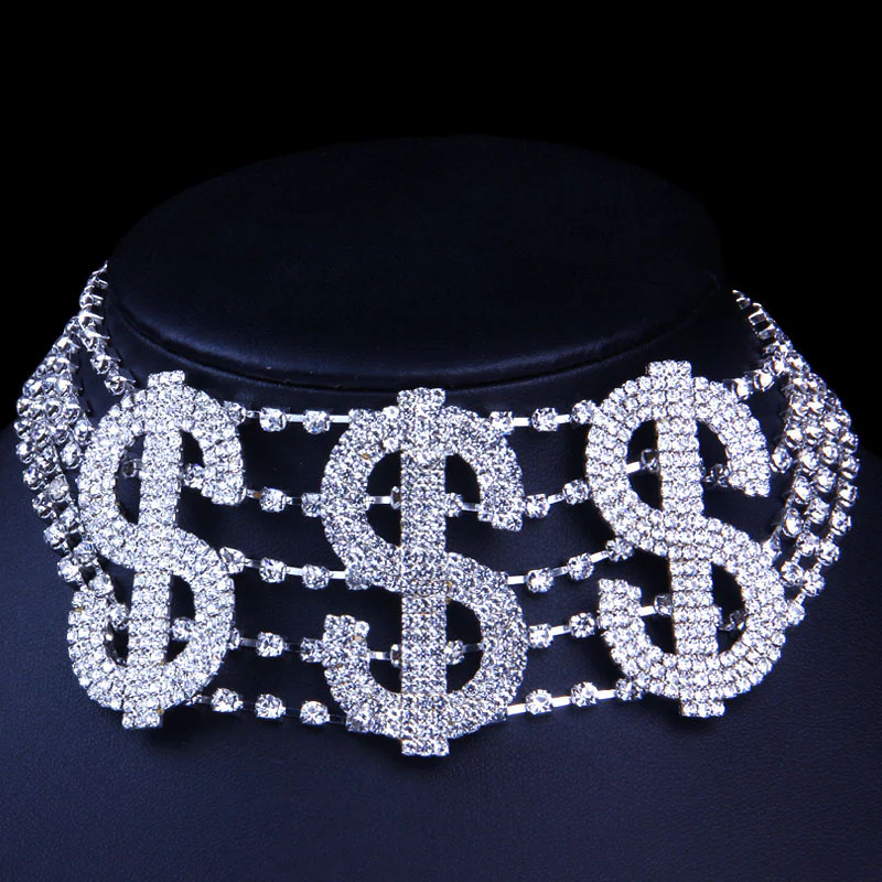 Dollar Babe Rhinestone Choker/Necklace - Image 9