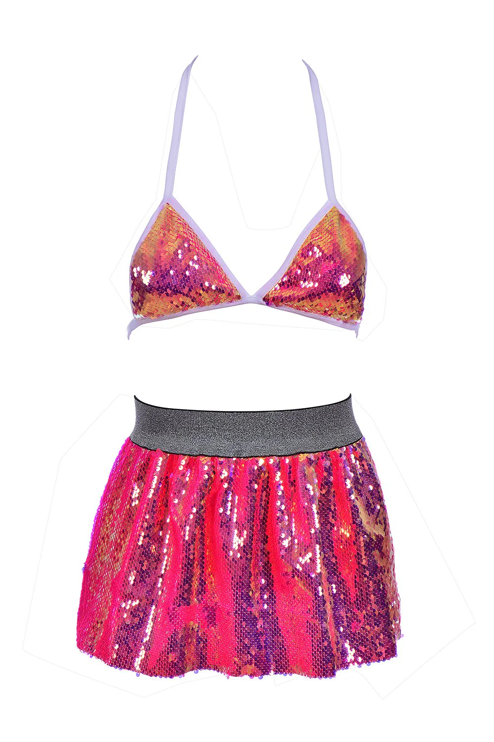 Passion Fruit Sequin Set (Bra + Skirt) - Image 5