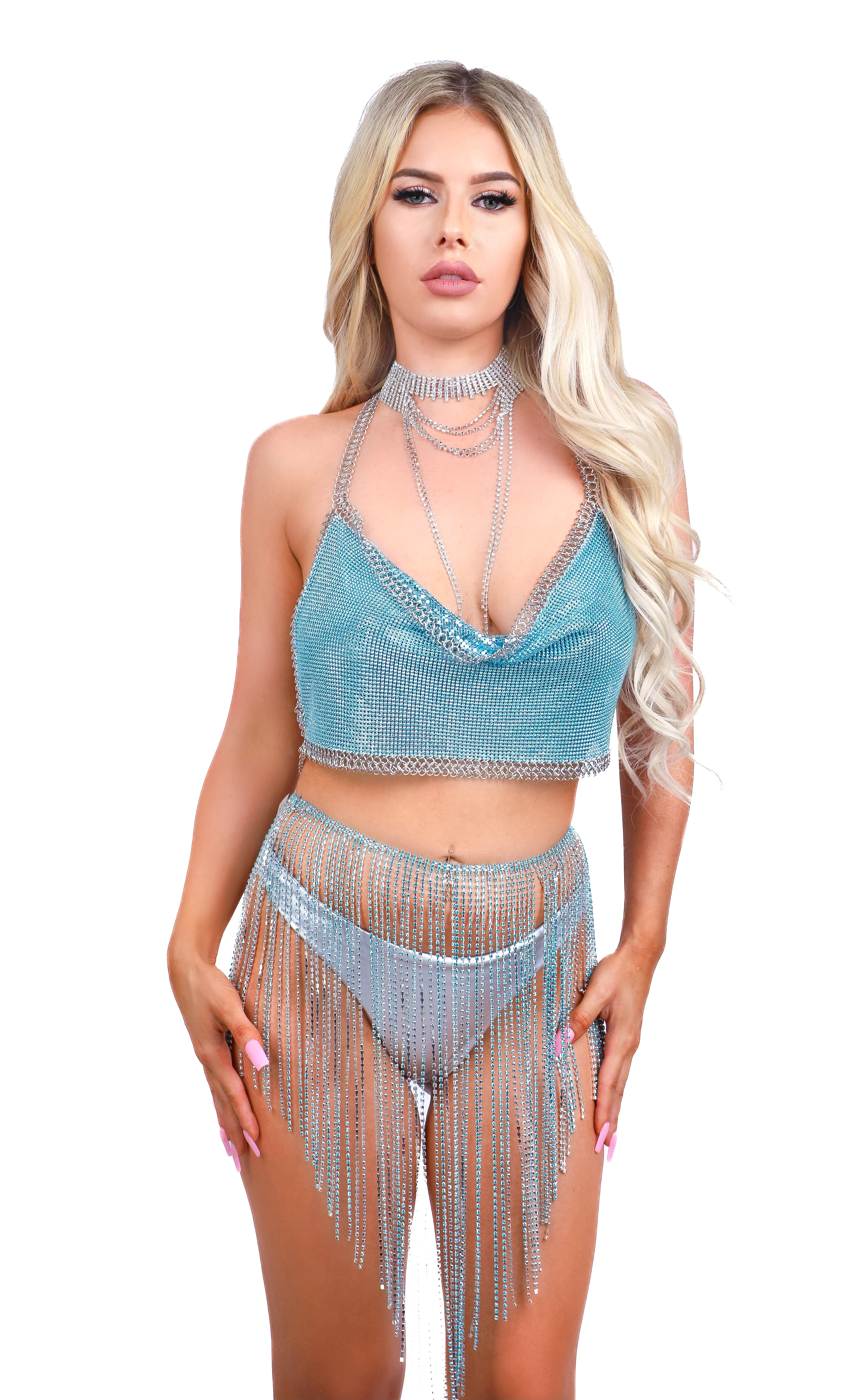 FULL OUTFIT- Blue Rhinestone Diva (4 pcs) - Image 2