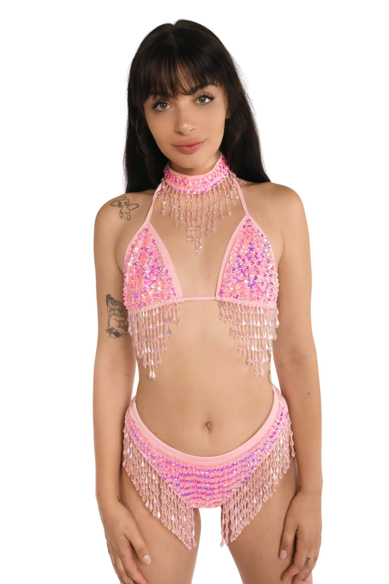 FULL OUTFIT - Hand Stitched Sequin Set- Barbie Pink - Image 2