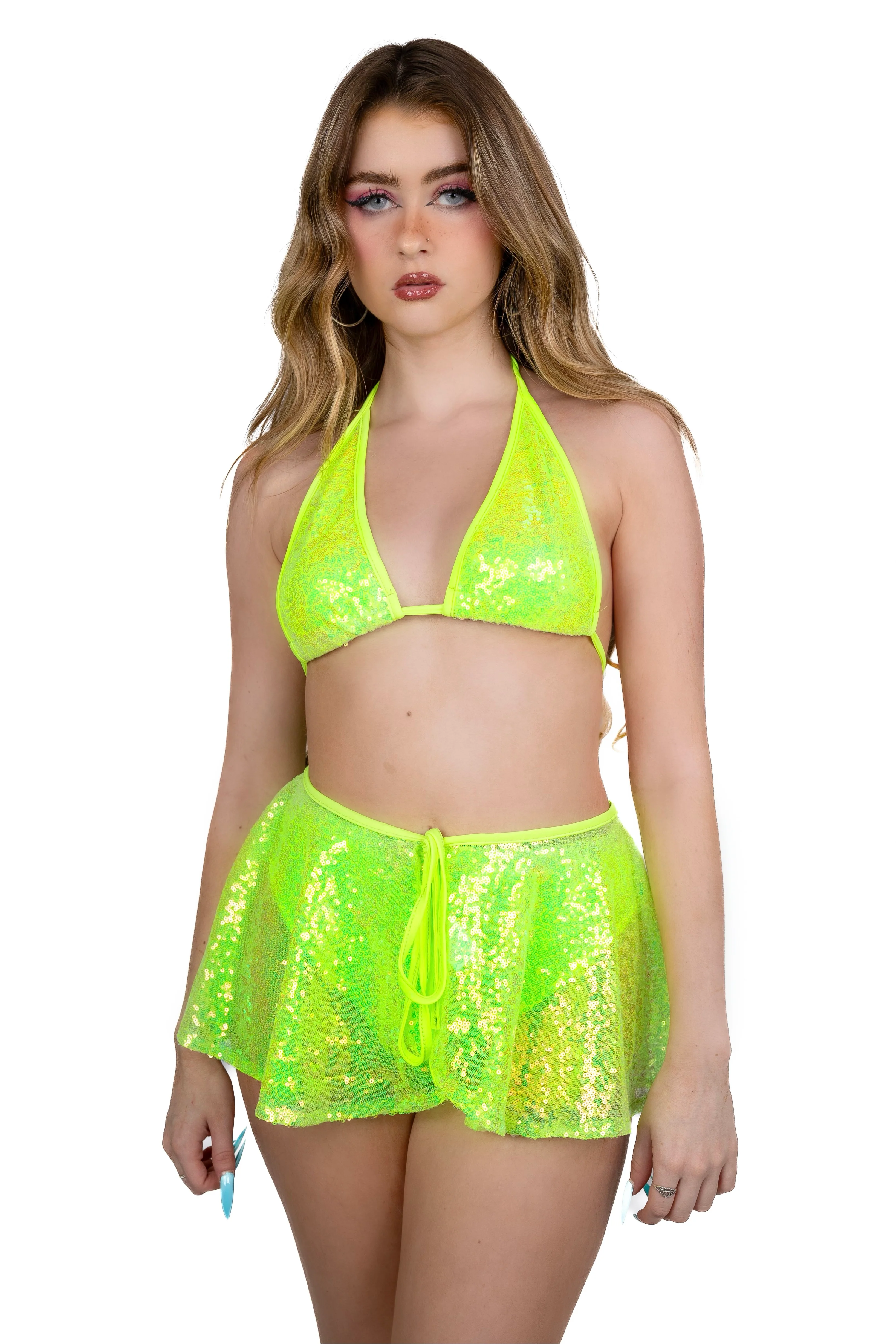 FULL OUTFIT- Lime Goddess Sequin Set - Image 12