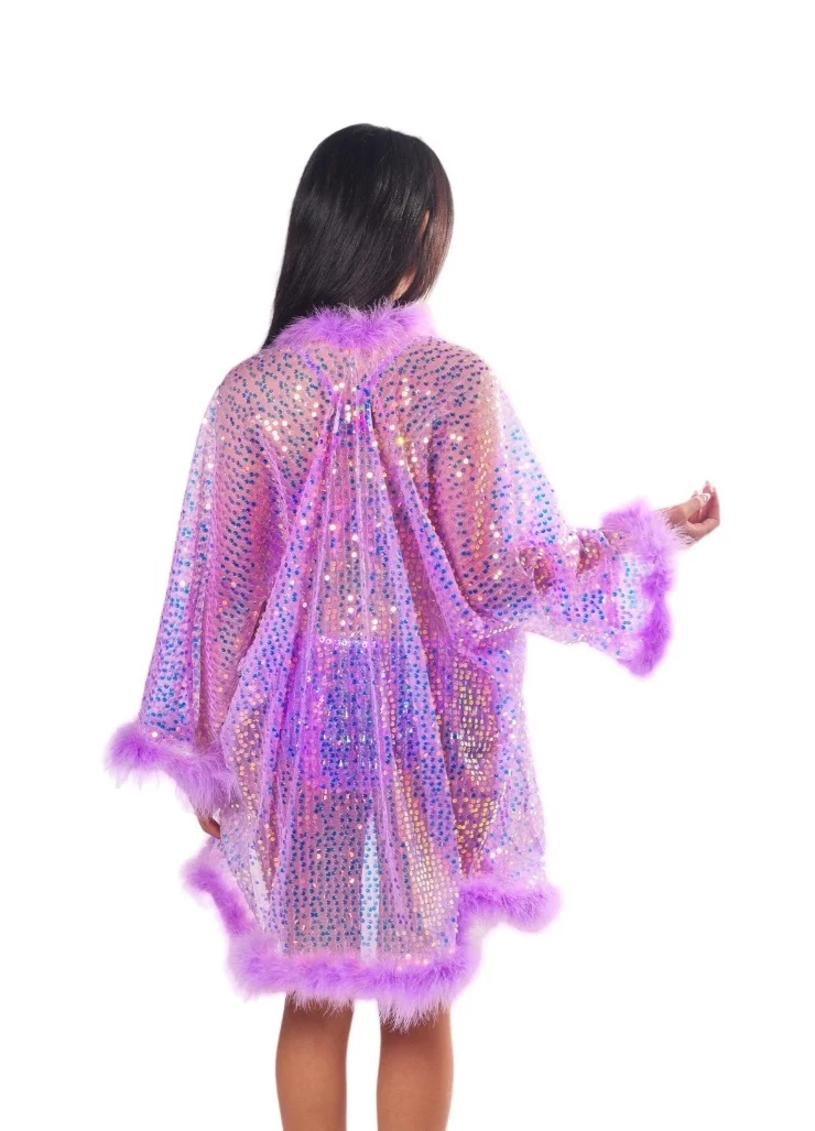 Fuzzy Sequin Kimono- Lavender Dreams - Image 6