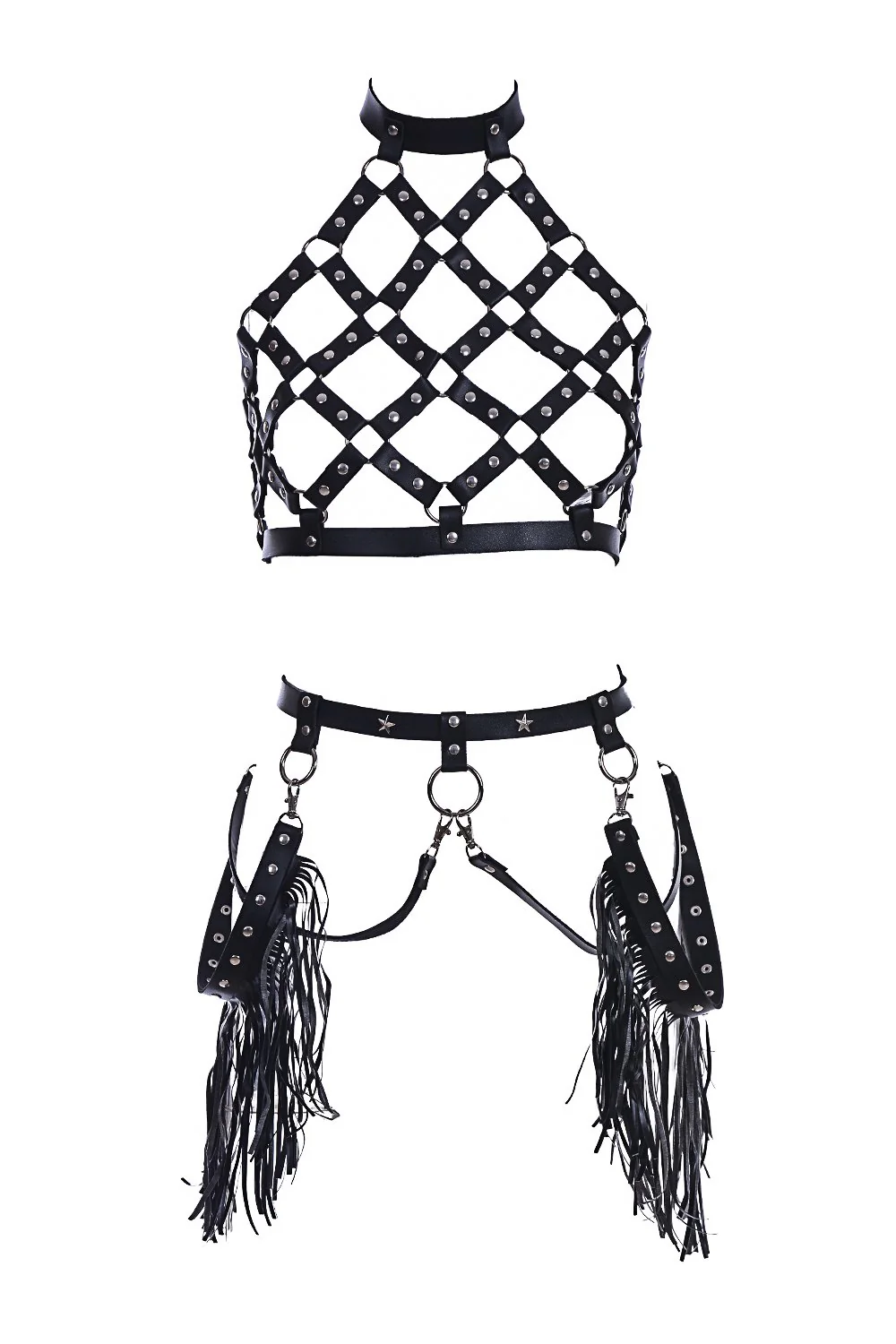 Goth Barbie Vegan Leather Harness Set