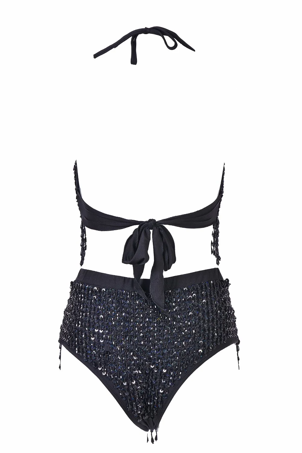 Hand Stitched Sequin High Waisted Bottoms- Midnight - Image 4