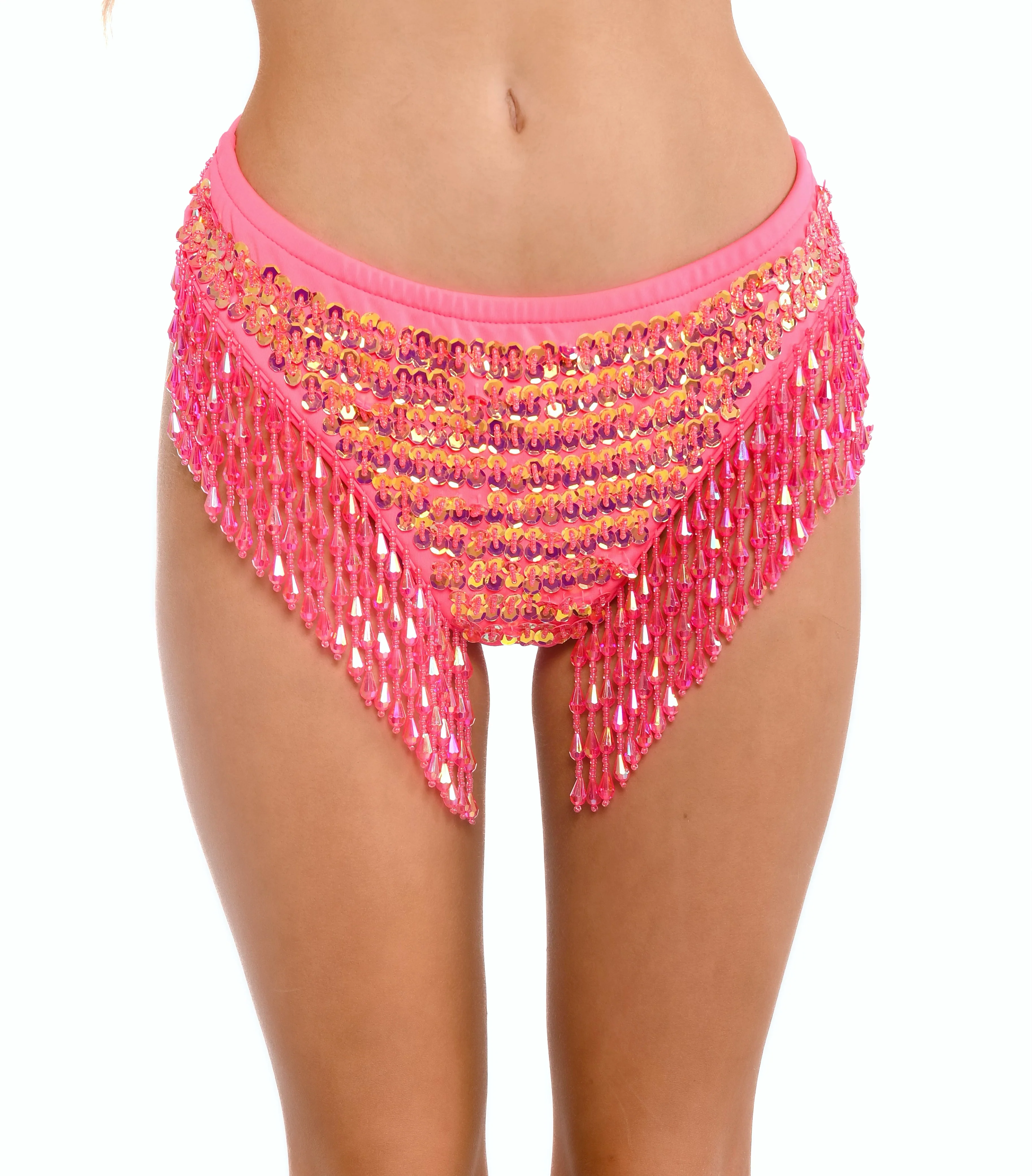 Hand Stitched Sequin Bottoms- Coral