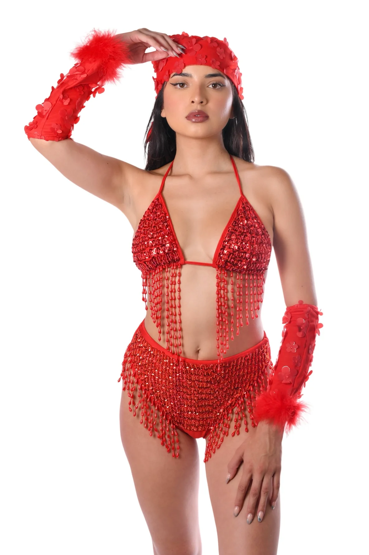 Hand Stitched Sequin High Waisted Bottoms- Valentine - Image 2