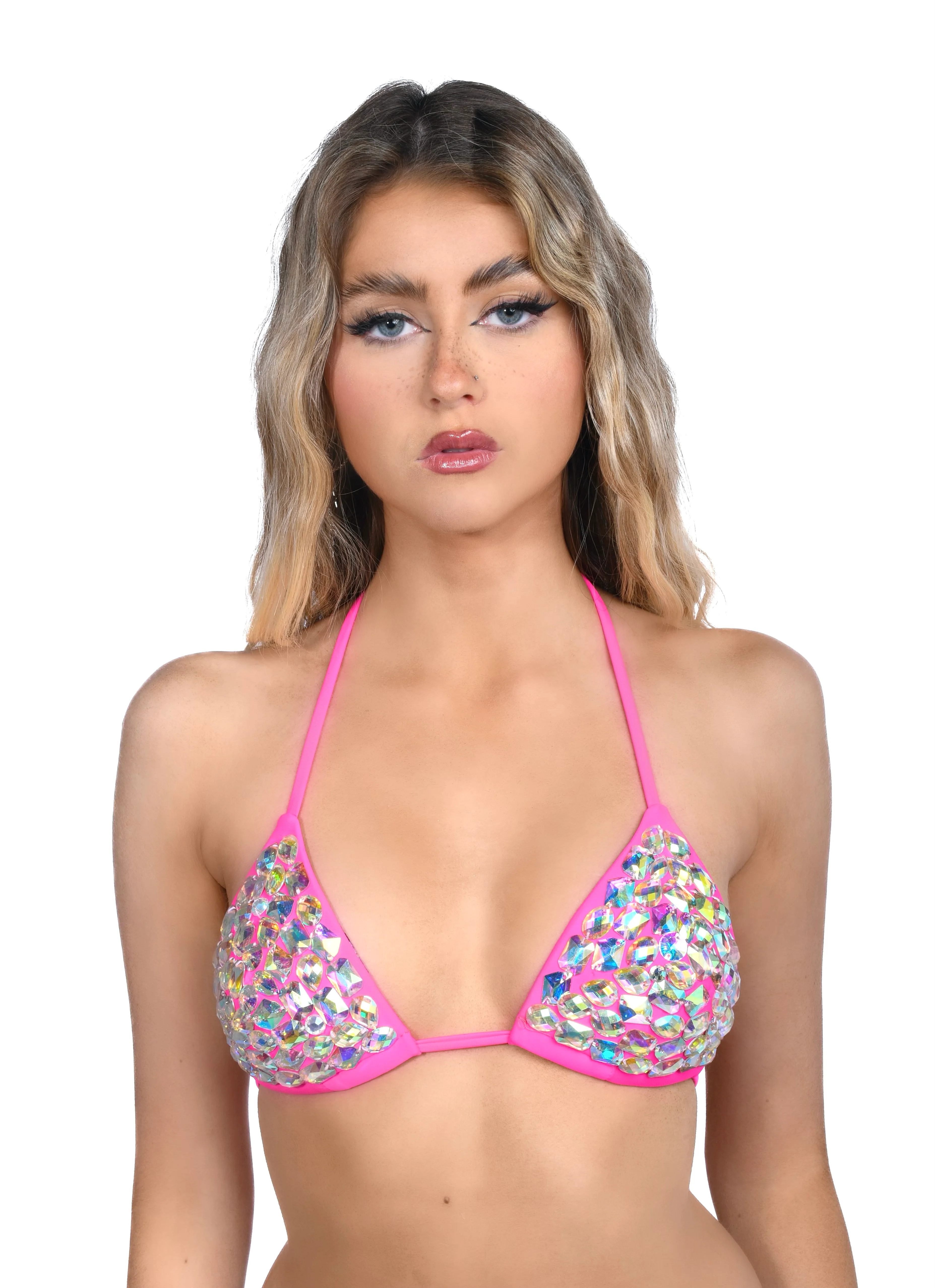 Hot Pink Disco Rhinestone Top - Image 3