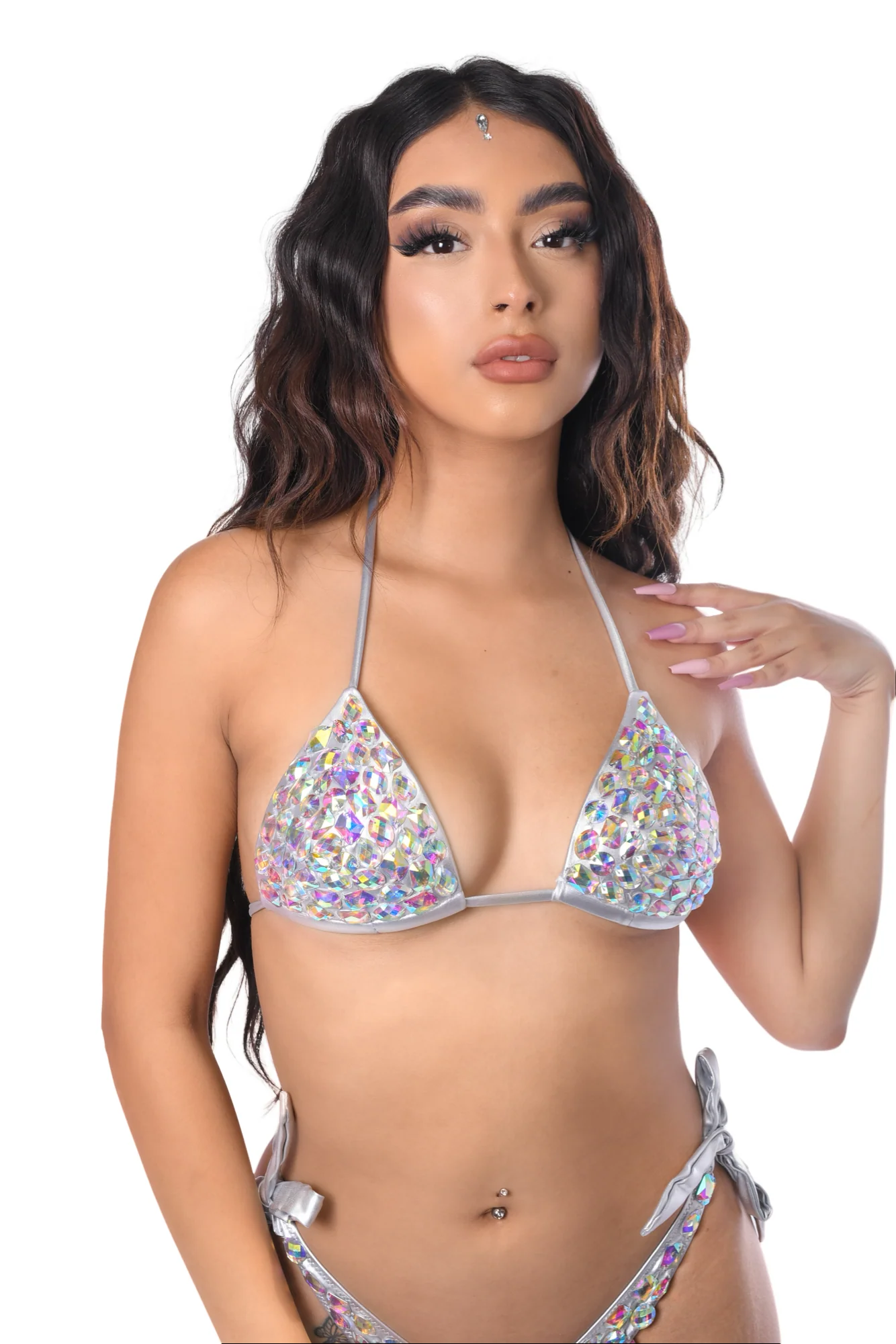 Rhinestone Sequin Top- Silver Disco - Image 6