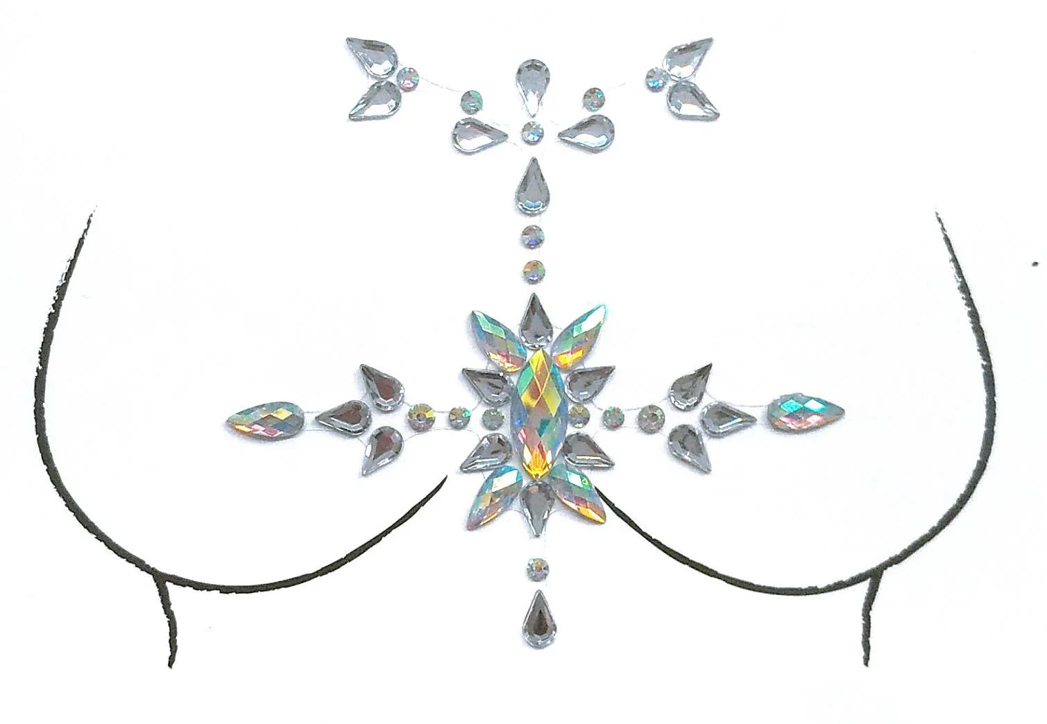 Hippie Rhinestone Crystal Body Jewels, Chest Jewels - Image 2