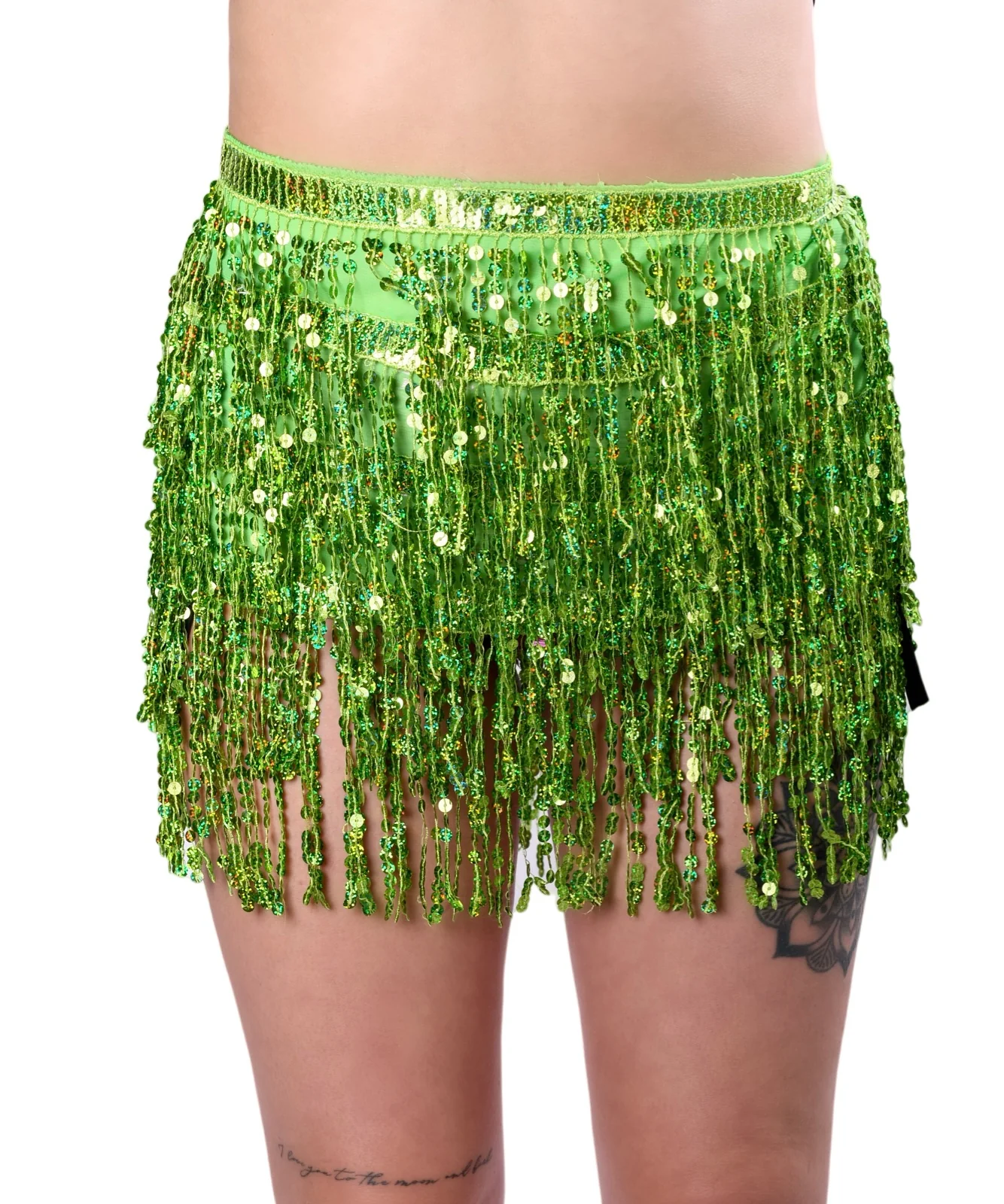 Holographic Sequin Skirt- Lime