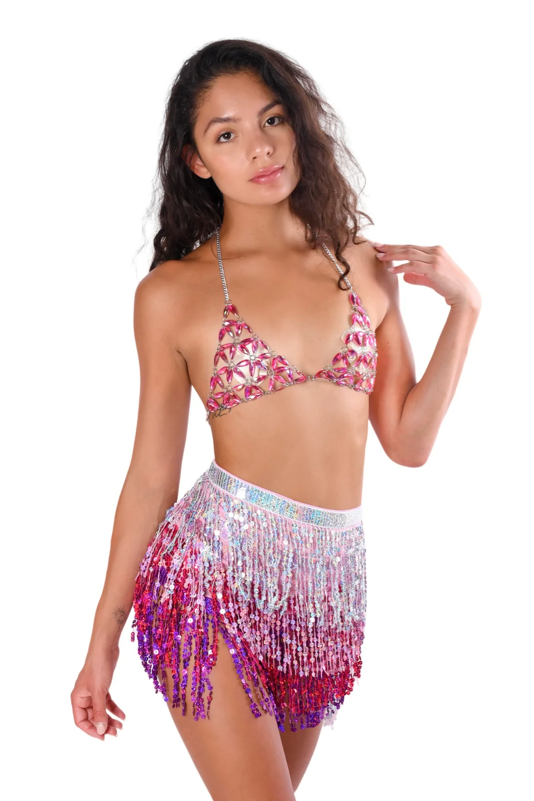 Holographic Sequin Skirt- Pink Dreams - Image 2