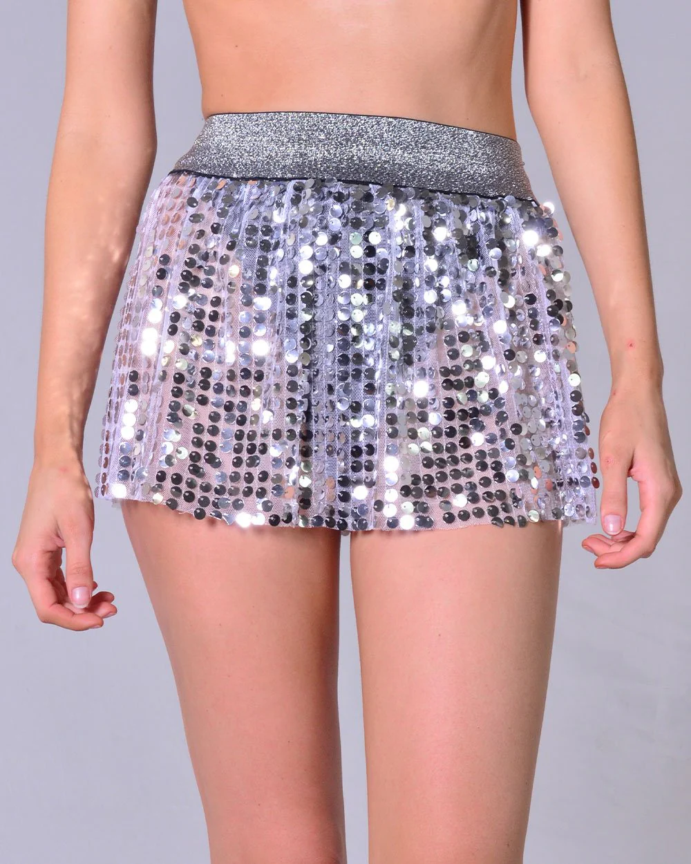 Mini Sequin Skirt - Silver - Image 2