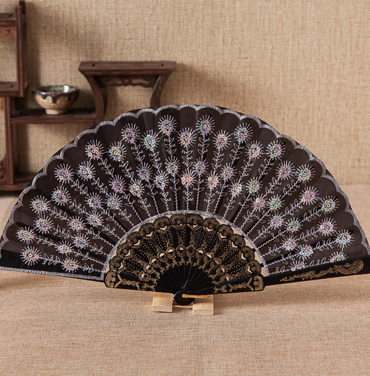 Peacock Festival Fan - Silver