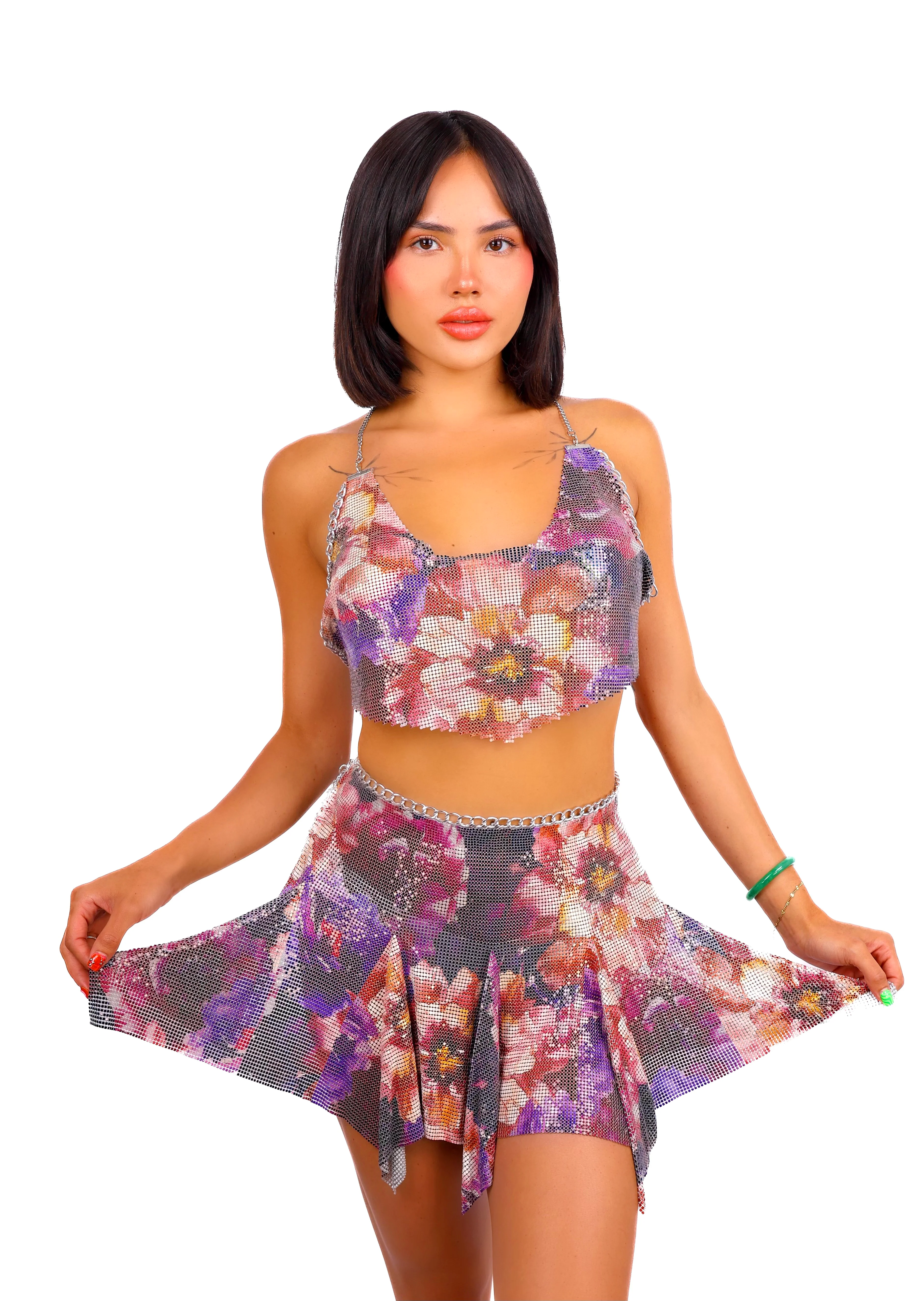 Floral Bloom Metallic Skirt - Image 2
