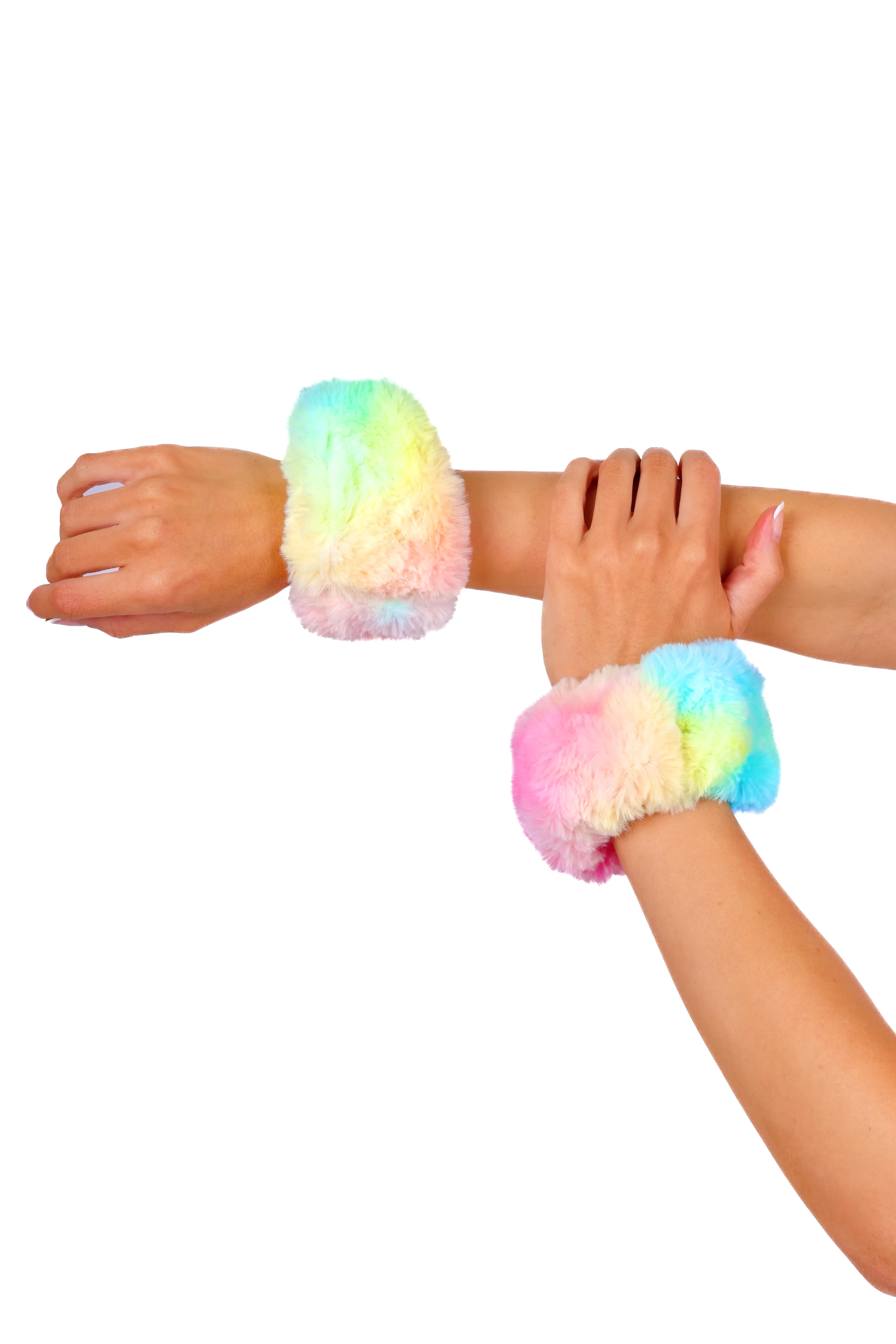 Pastel Cosmos Fuzzy Wrist Cuffs