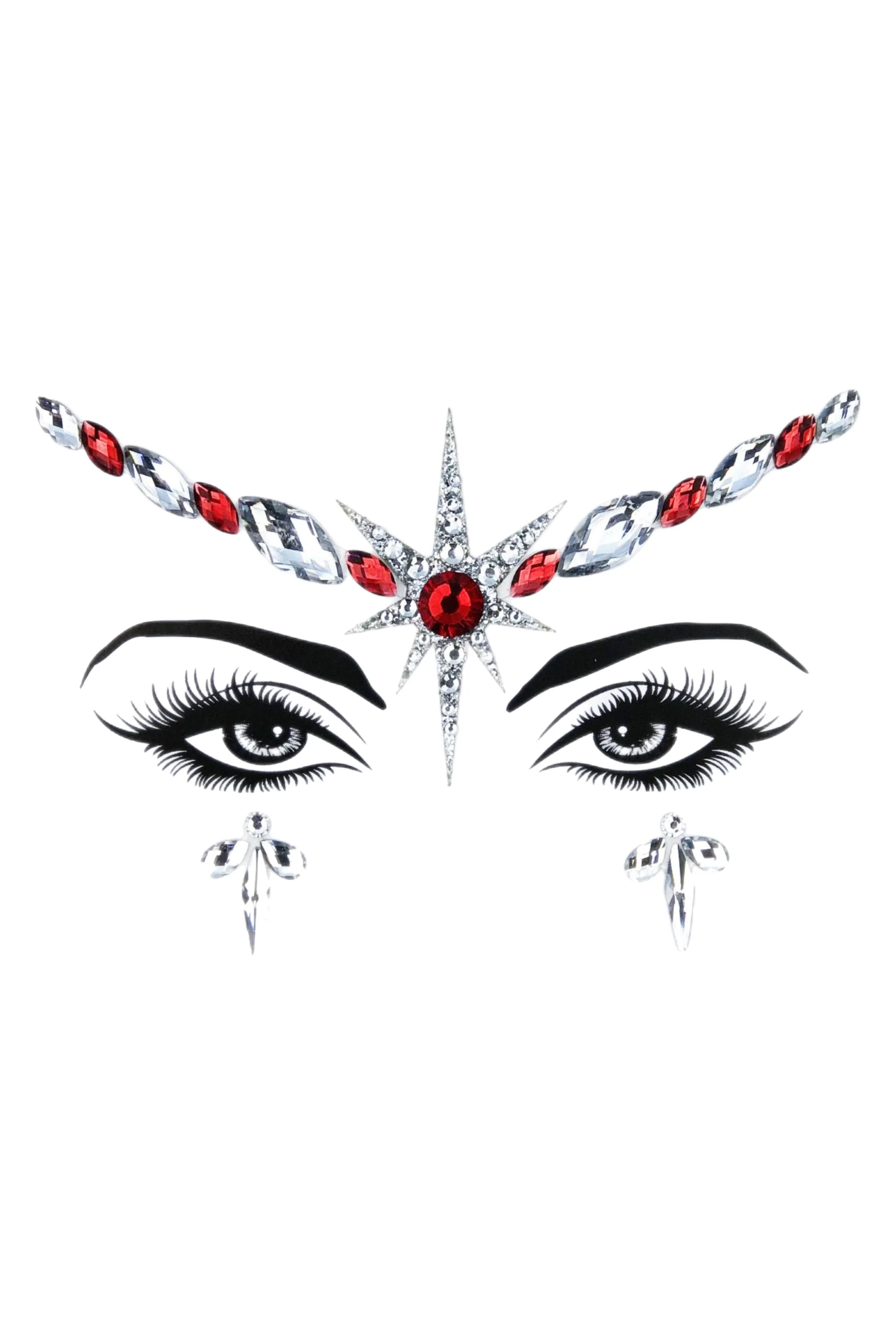 Red Goddess Rhinestone Crystal Face Jewels
