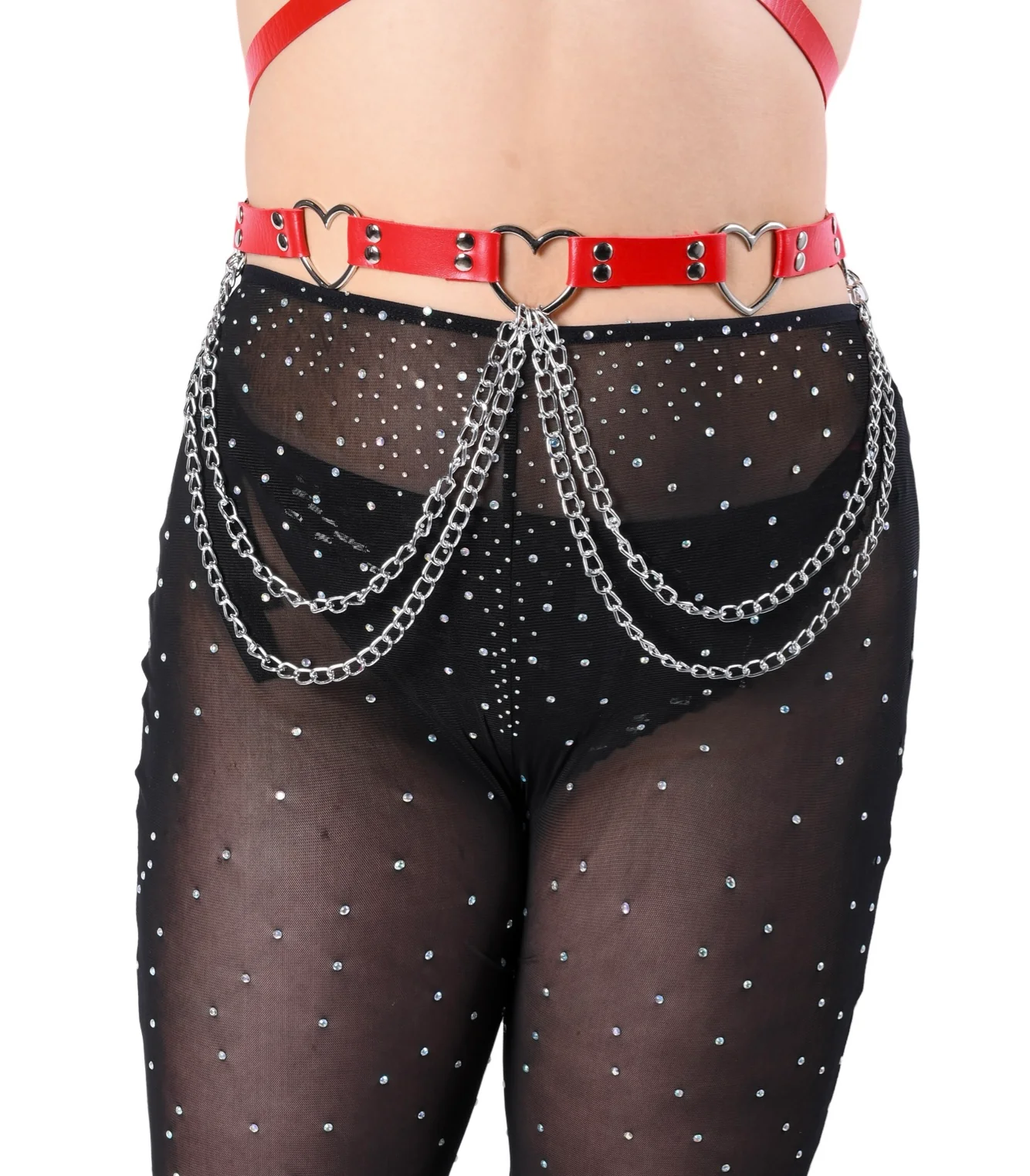 Red Heart Vegan Leather Chain Belt - Image 2
