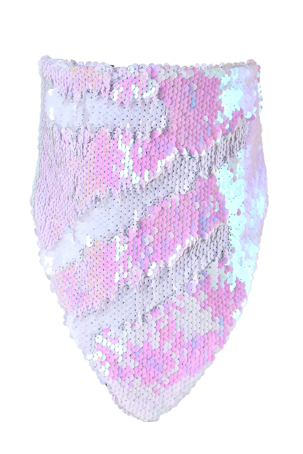 Reversible Sequin Bandana & Face Mask - Iridescent & White - Image 3