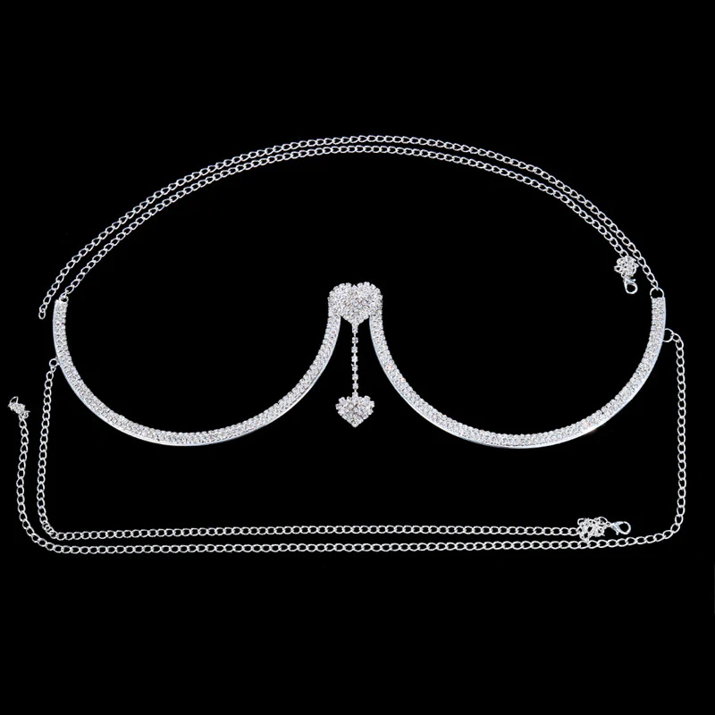 Rhinestone Under Boob Chest Chains - Image 2