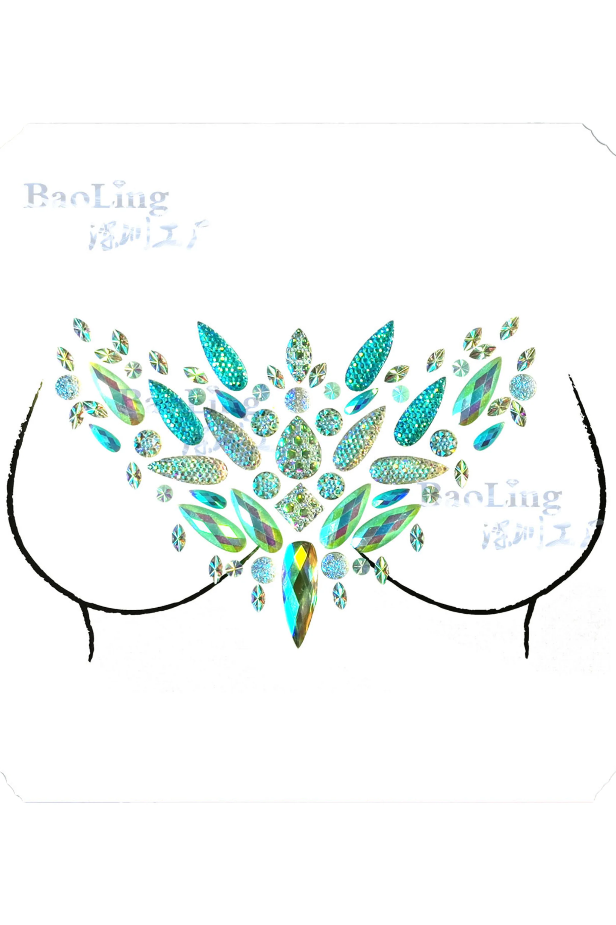 Riverside Rhinestone Crystal Body Jewels, Chest Jewels