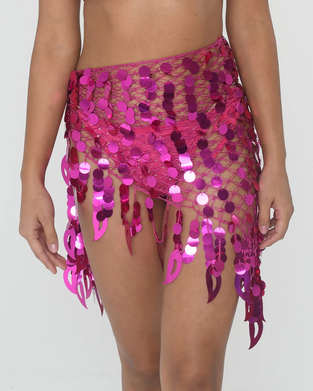 Rose Pink Sequin Wrap Skirt - Image 3