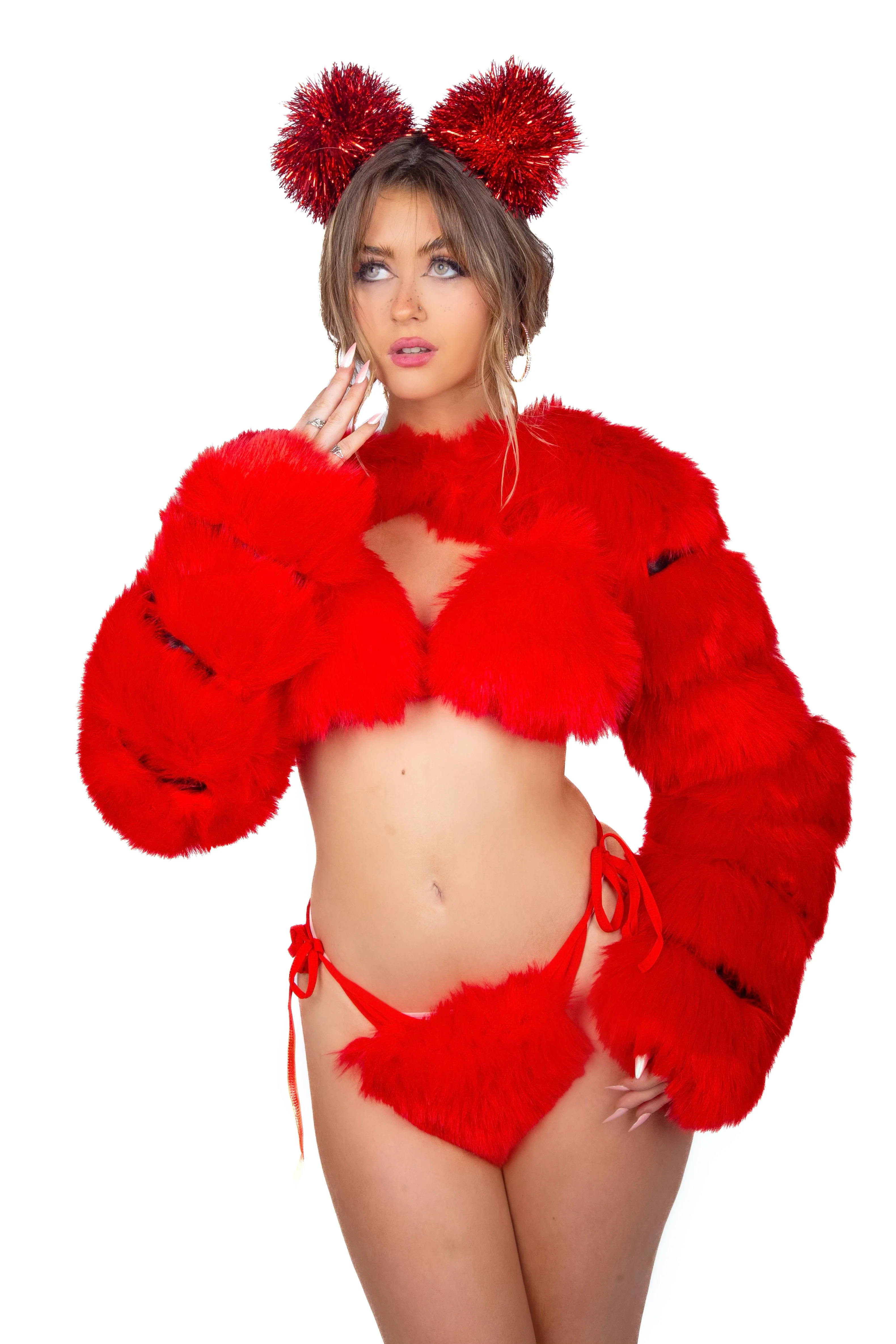 Ruby Red Puffy Arm Sleeves - Image 8