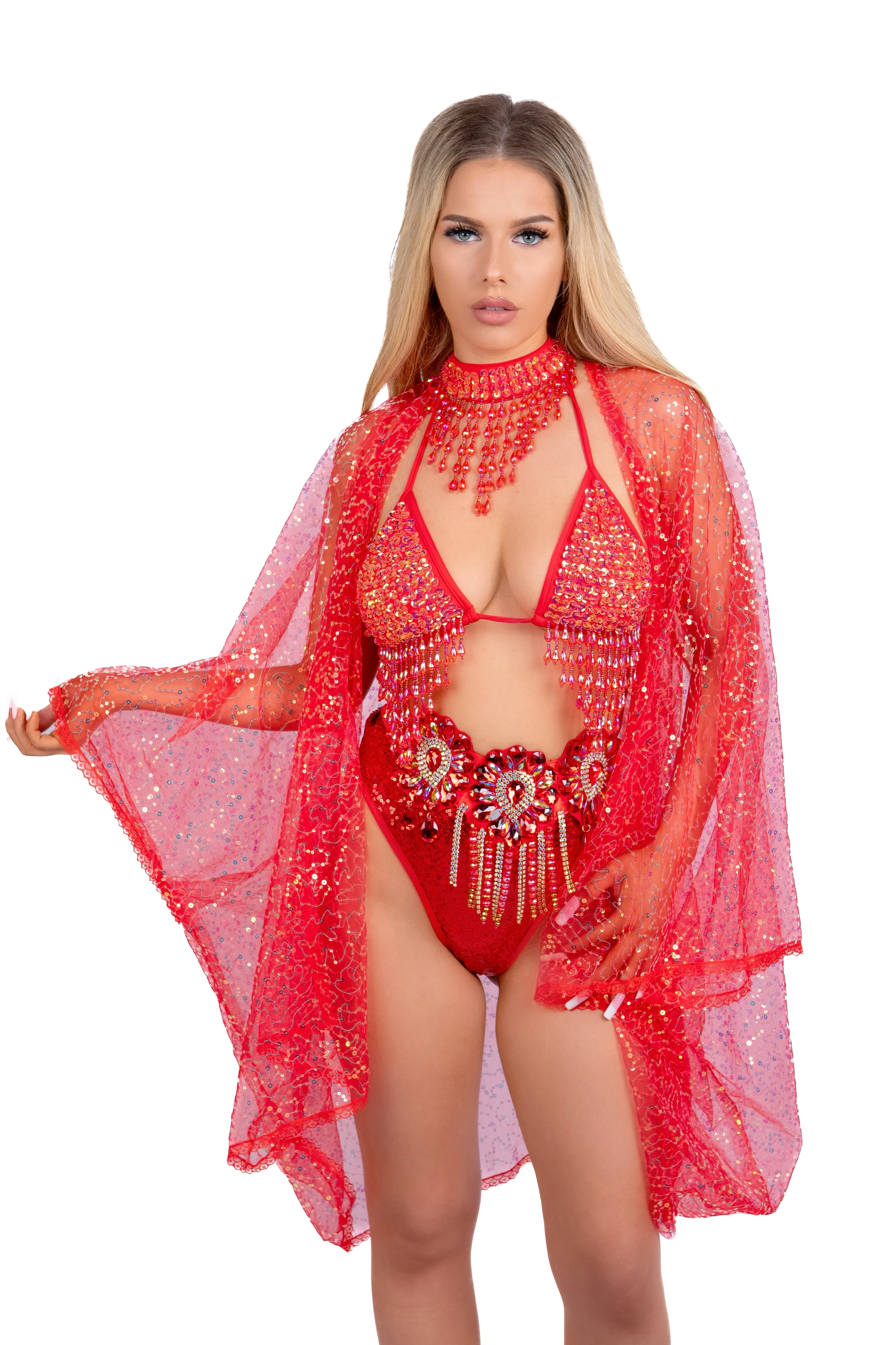 Sequin Kimono- Ruby Sparkle - Image 2
