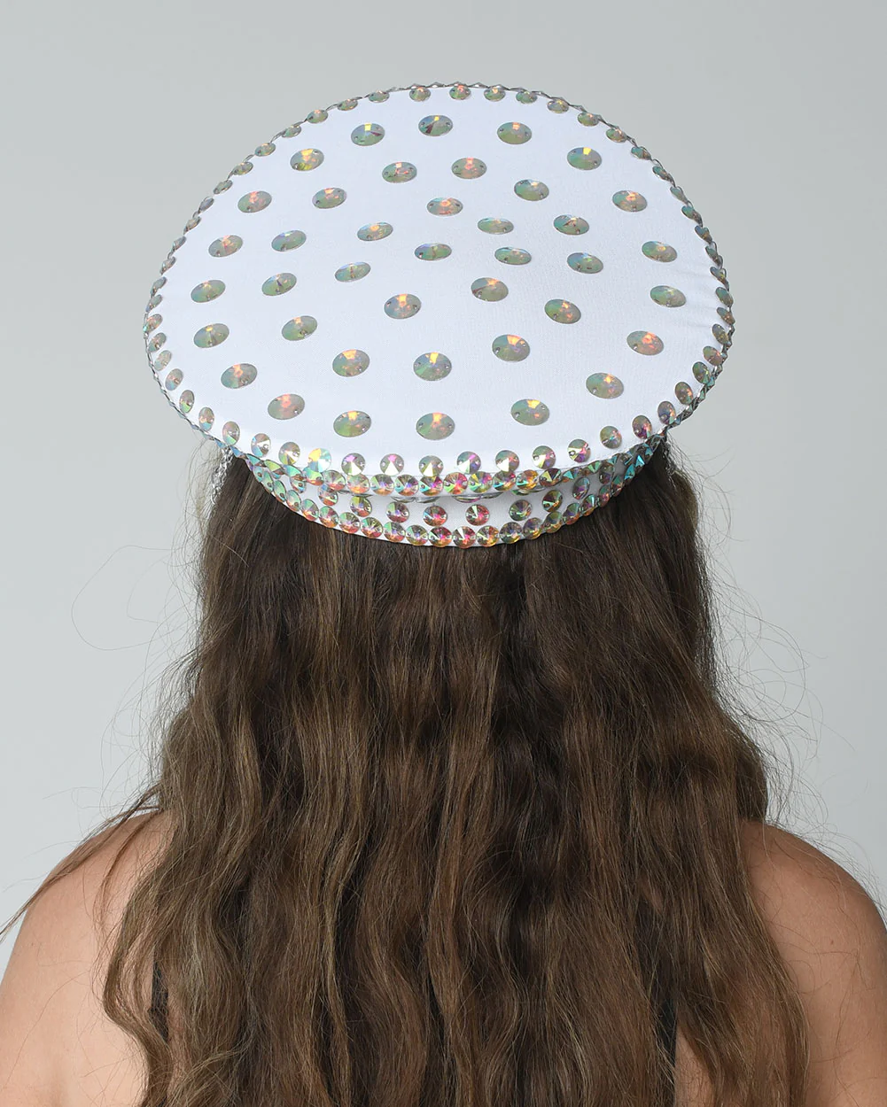 Silver Holographic Rhinestone Festival Hat - Image 4